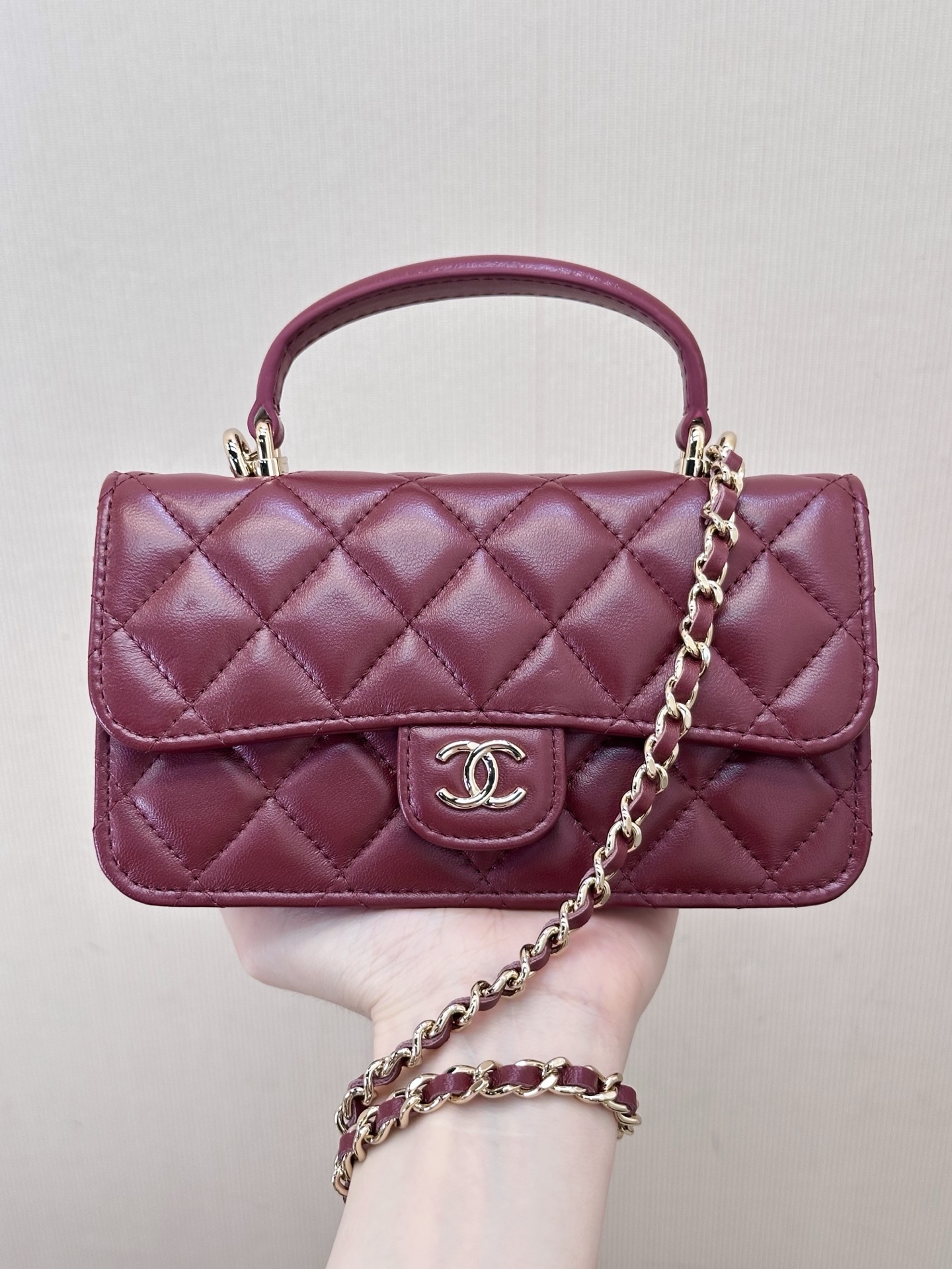 Quilted Handle Shoulder Bag with WOC Wallet - Image 5