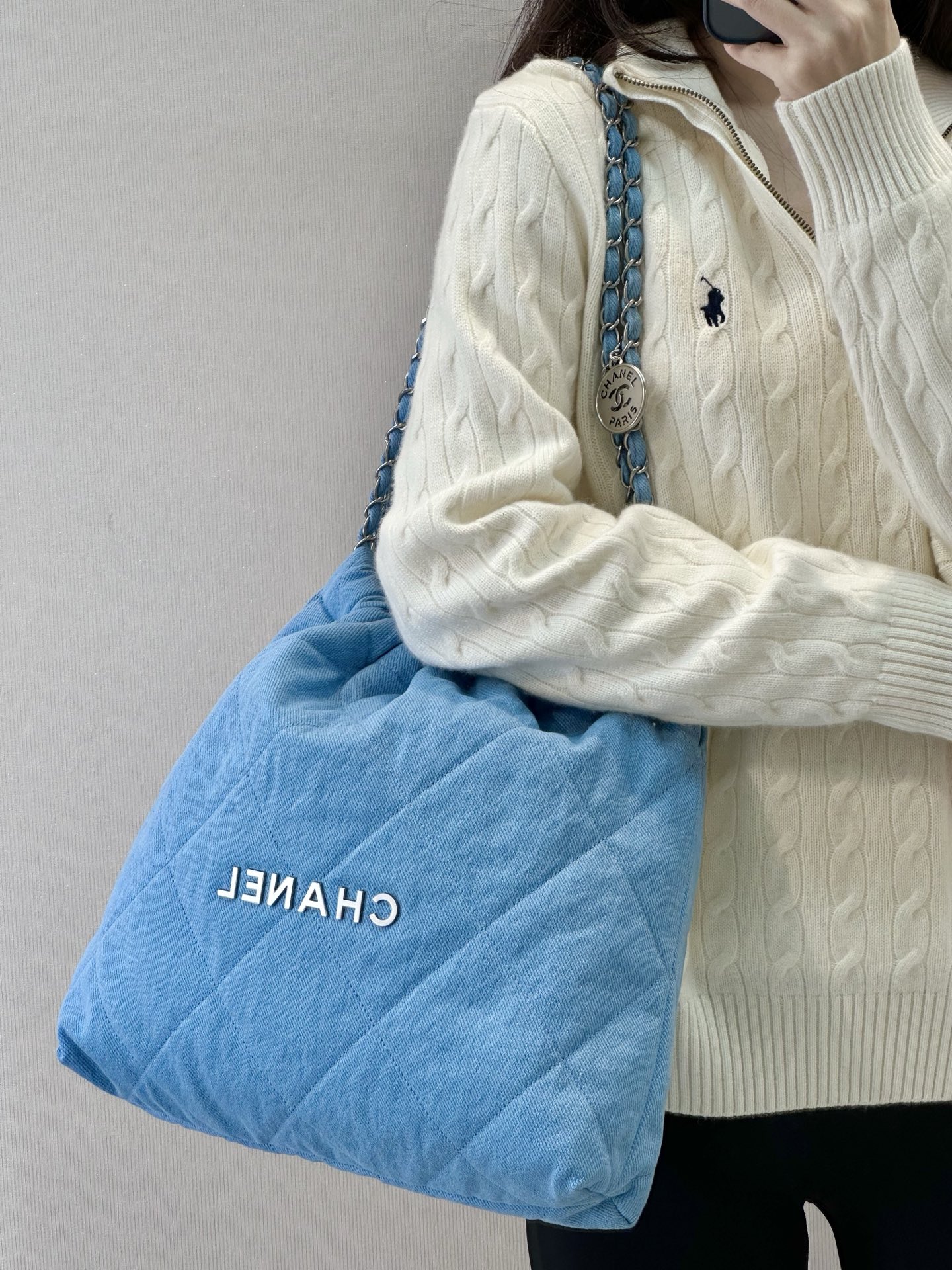 Chanel Denim Tote Bag - Image 5
