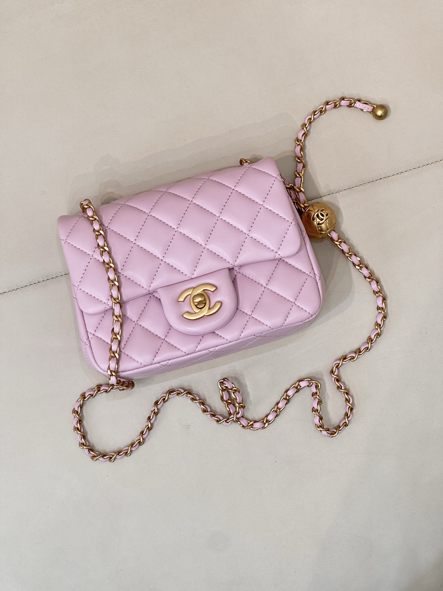 Chanel Pink Lambskin Quilted Square Crossbody Bag with Adjustable Chain - Image 5