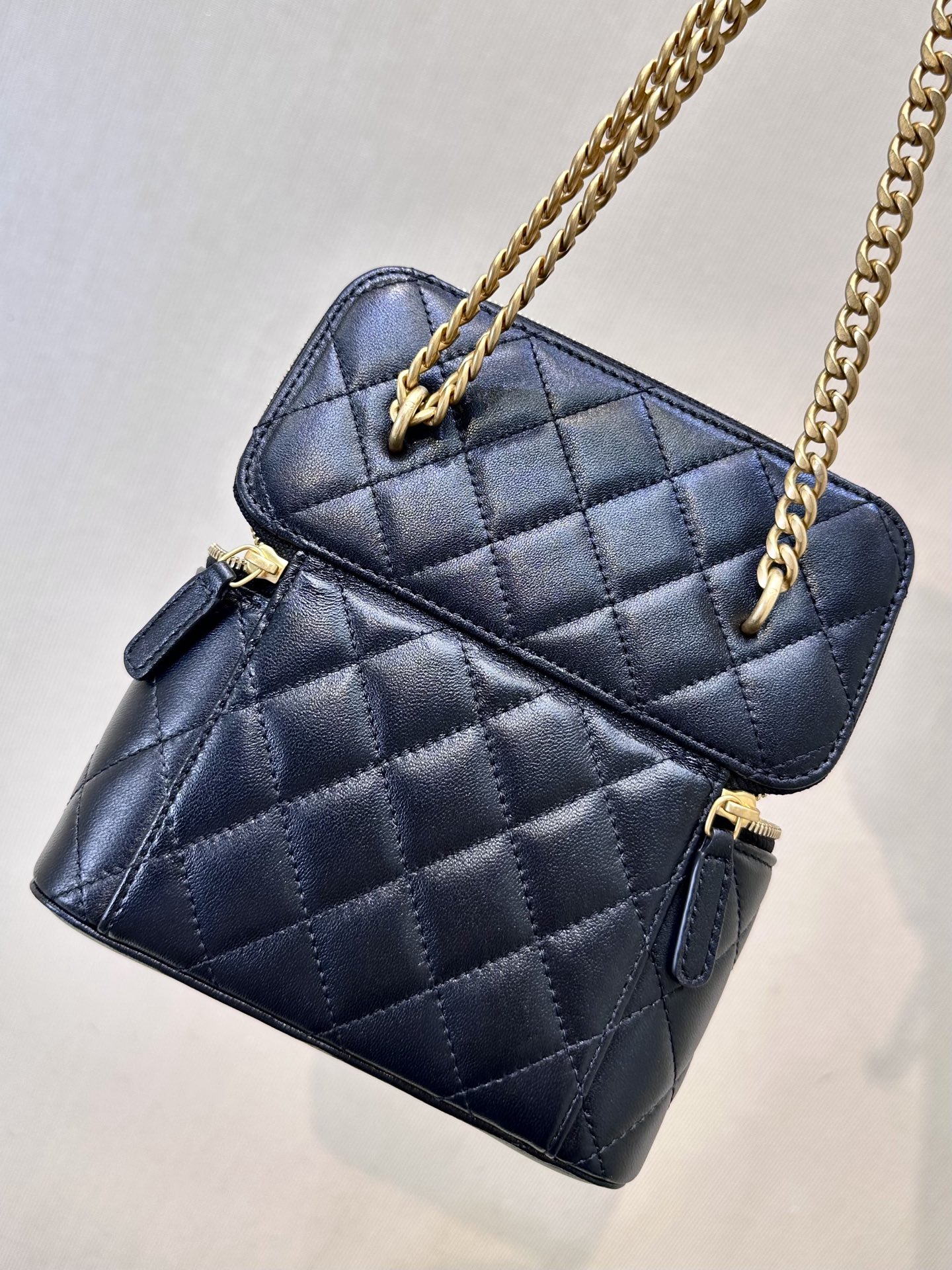 Mini Black Leather Chain Crossbody Bag - Image 5