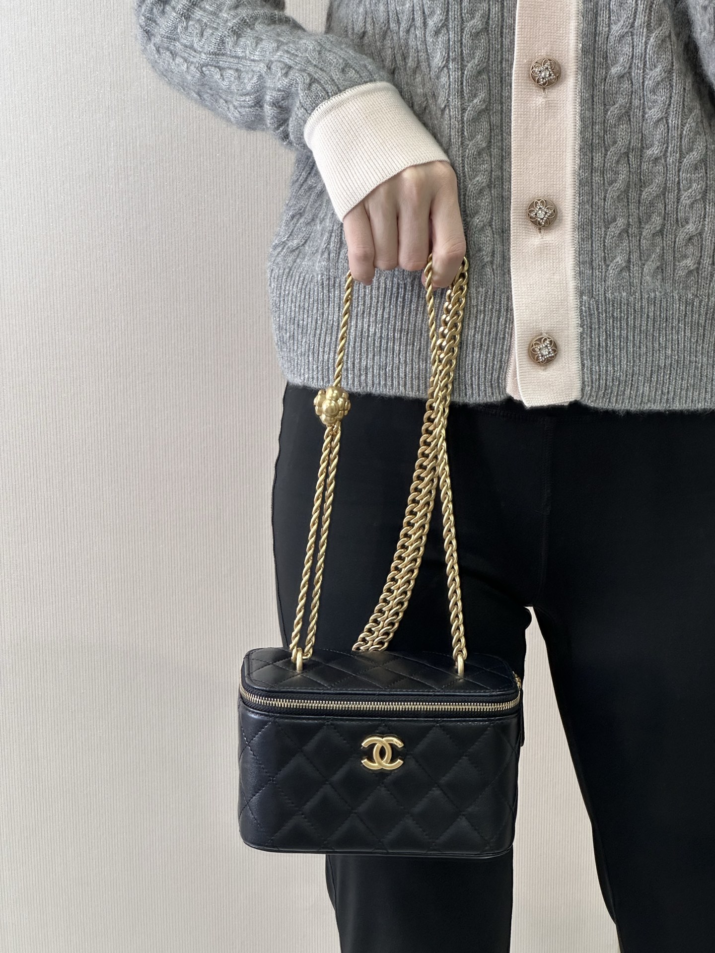Mini Black Leather Chain Crossbody Bag - Image 5