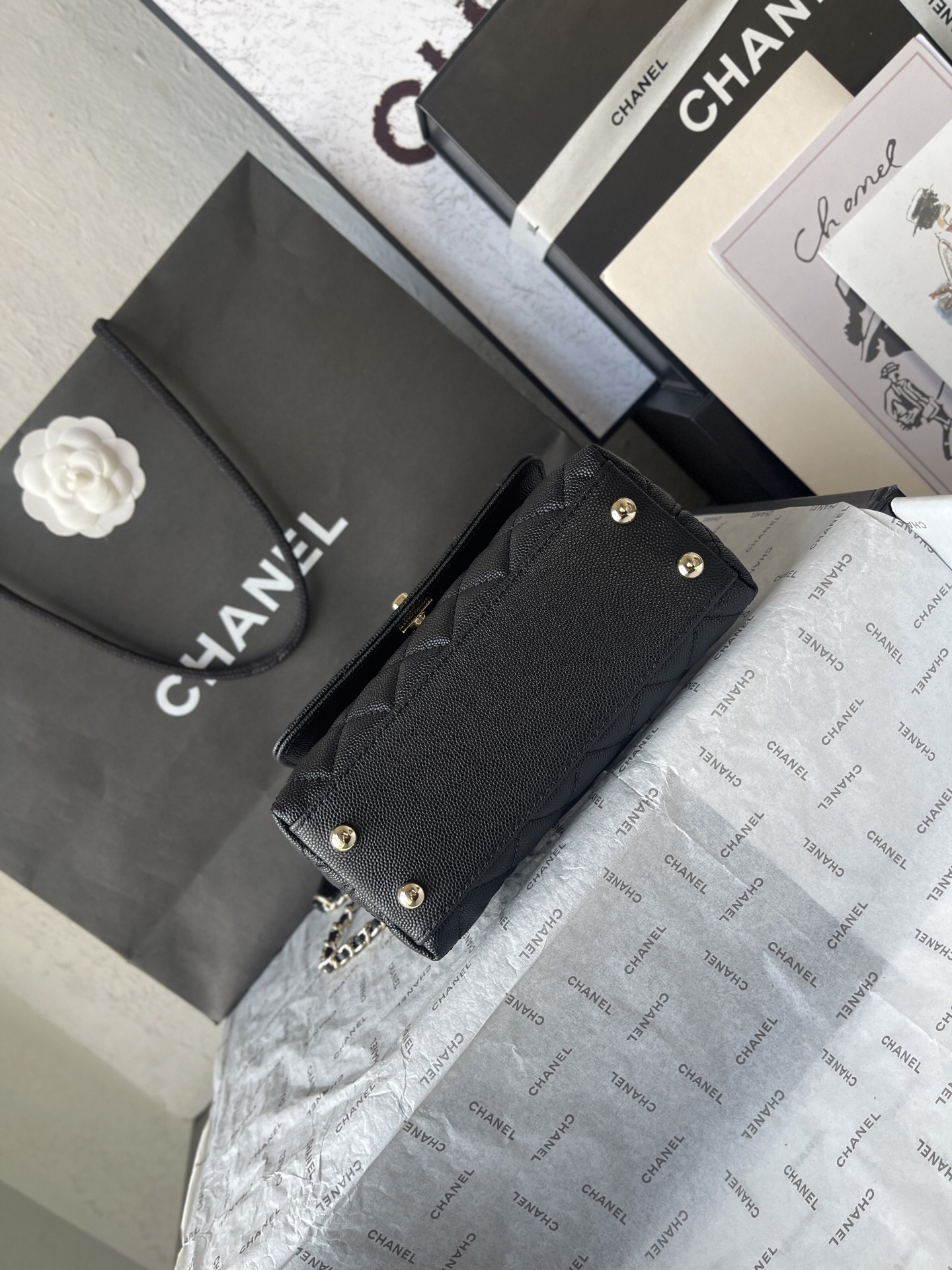 Chanel Coco Handle Mini Flap Top-Handle Bag in Burgundy Embossed Calfskin - Image 5