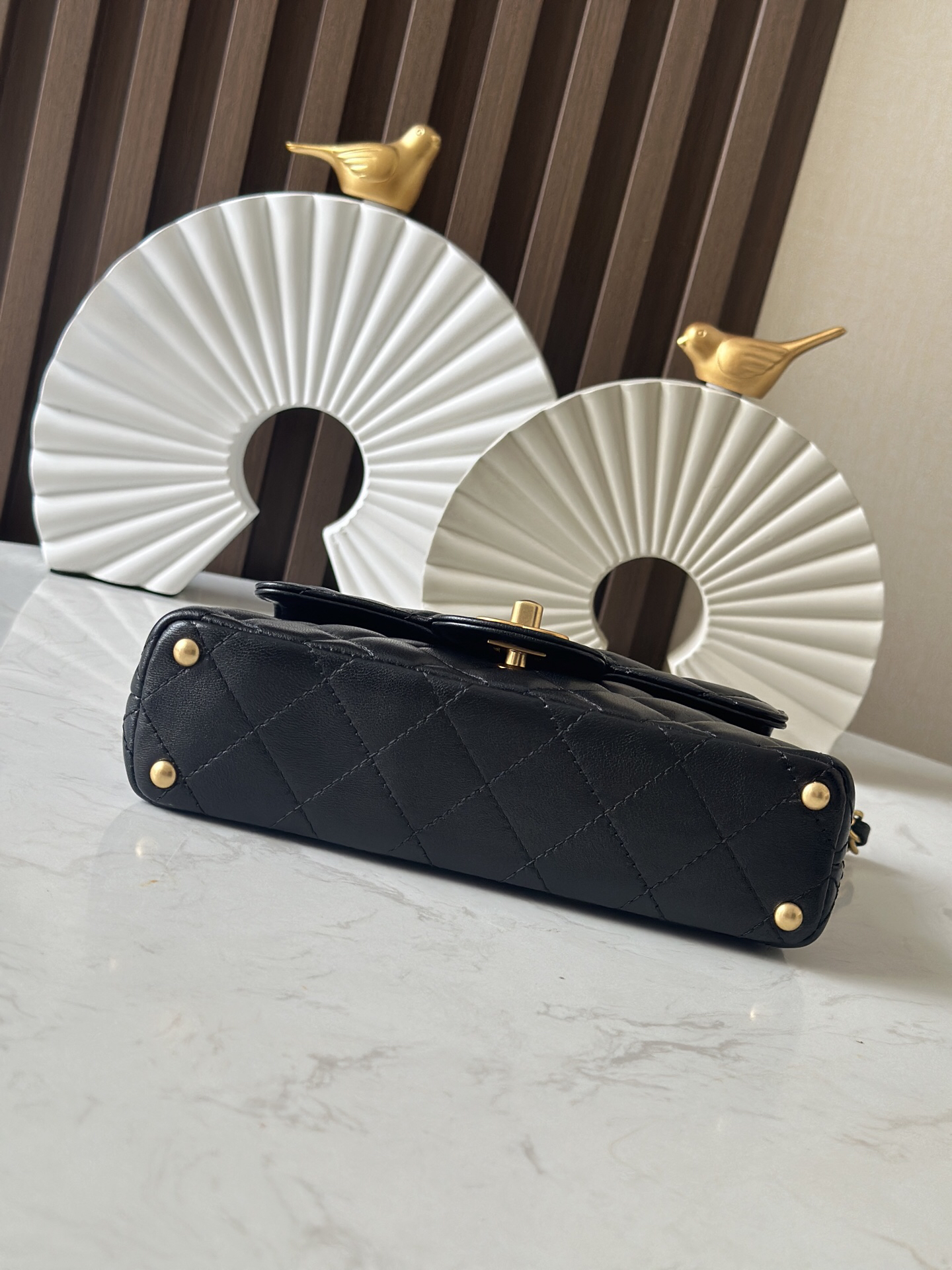 Kelly-Style Black Handbag with Gold-Tone Hardware - Image 5