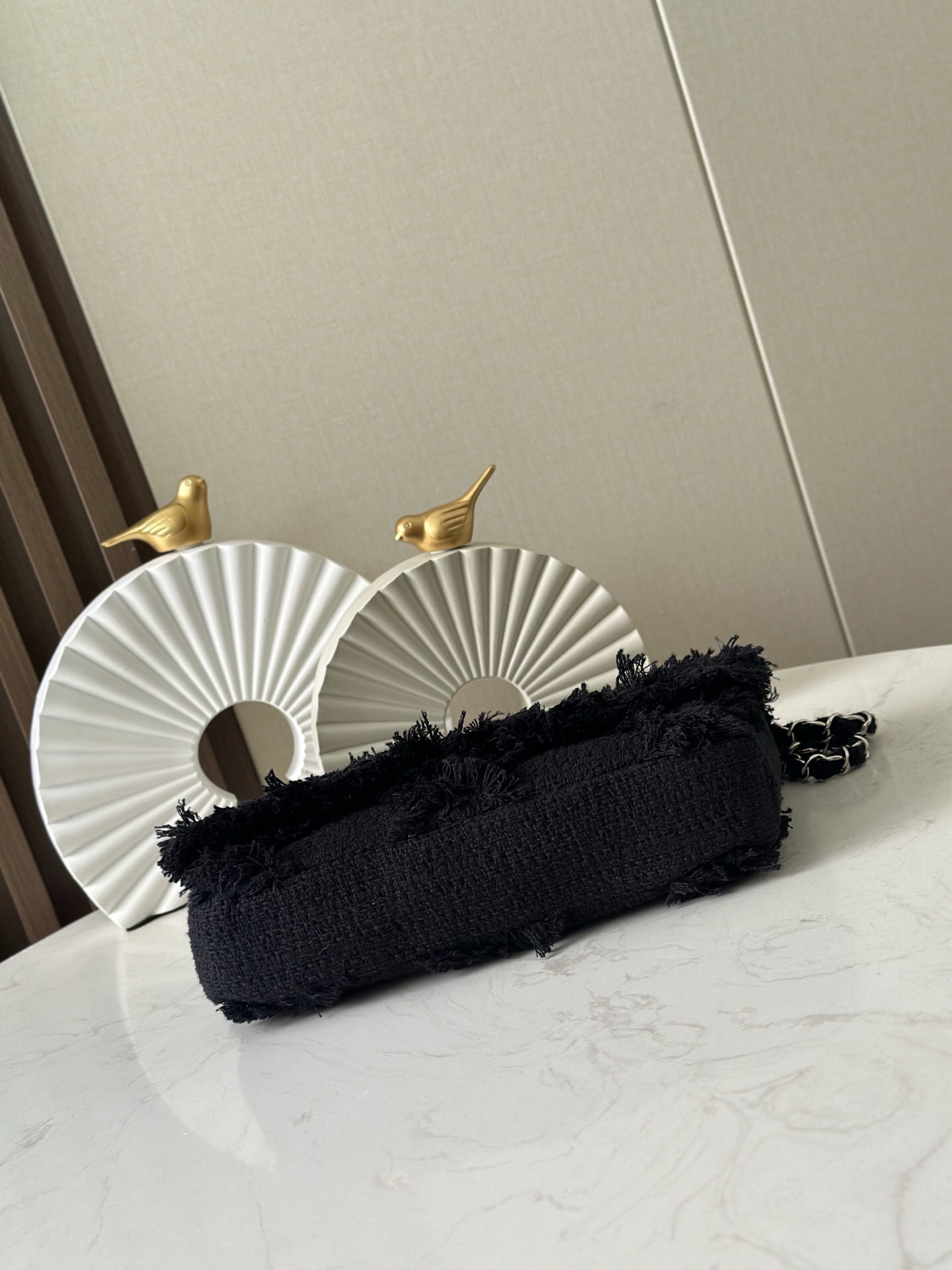 Black Vintage Straw Fringe Handbag - Image 5