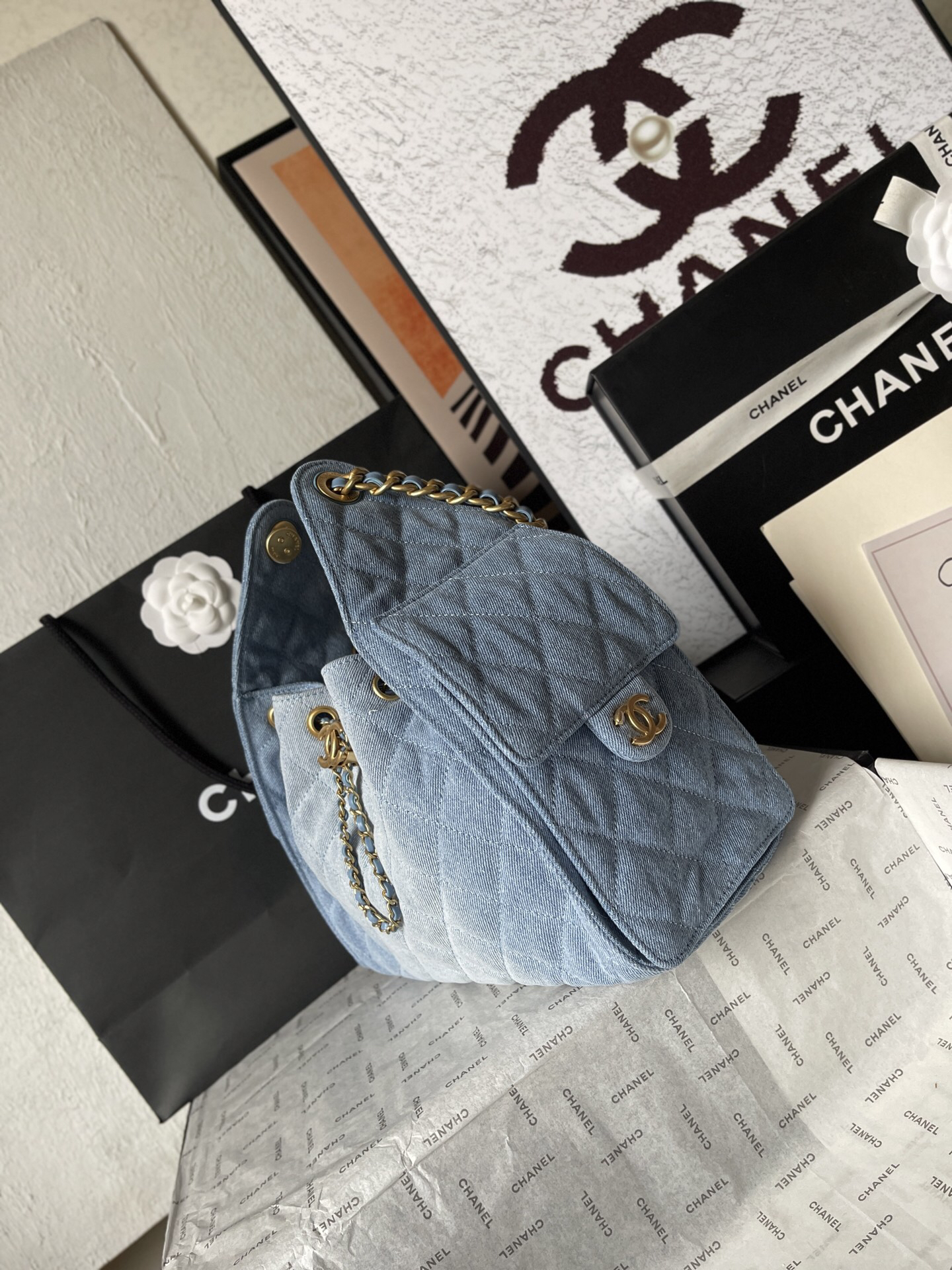 Chanel Denim Hobo Shoulder Bag - Image 5