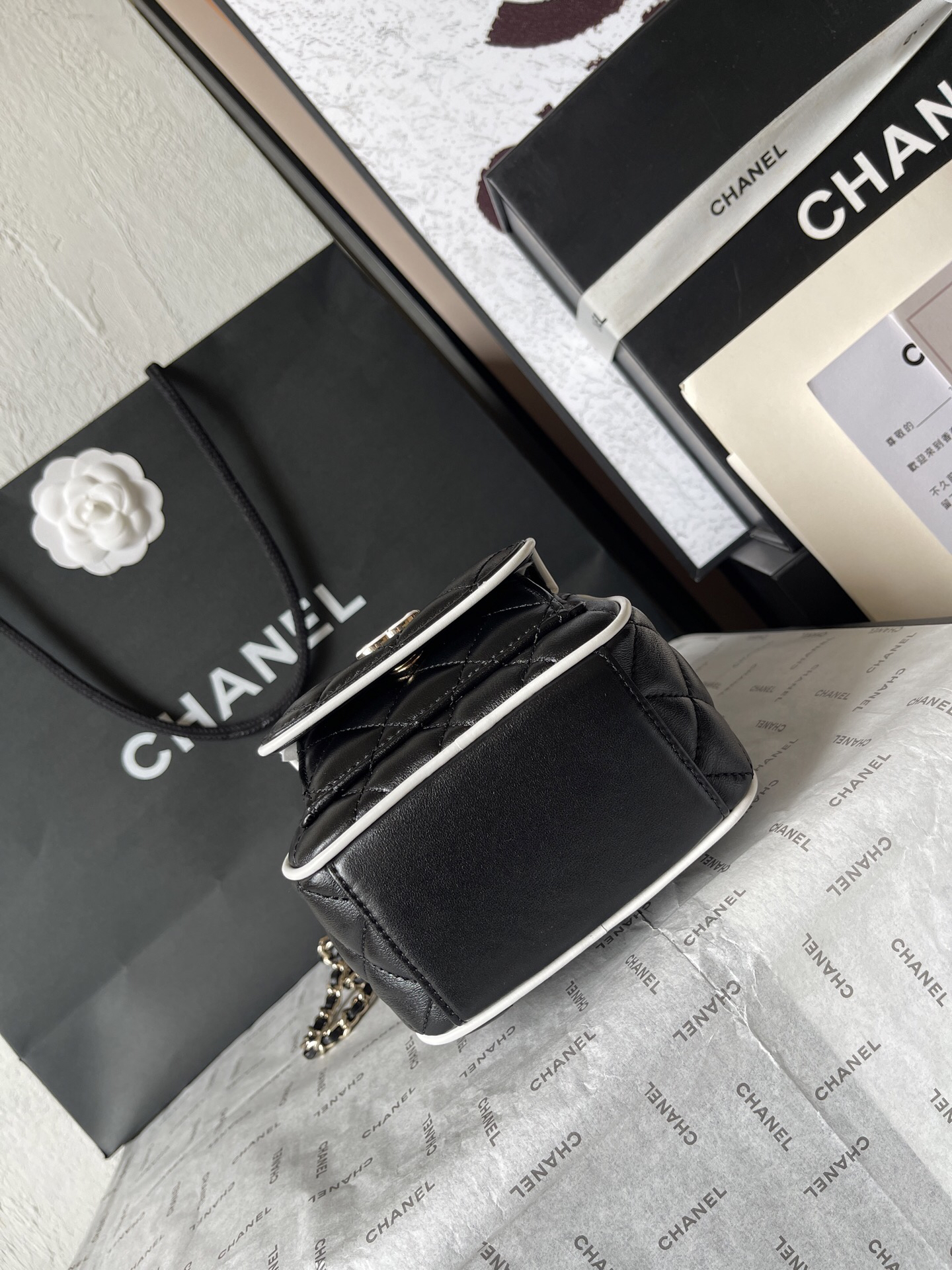 Chanel Black and White Panda Color-Block Backpack - Image 5