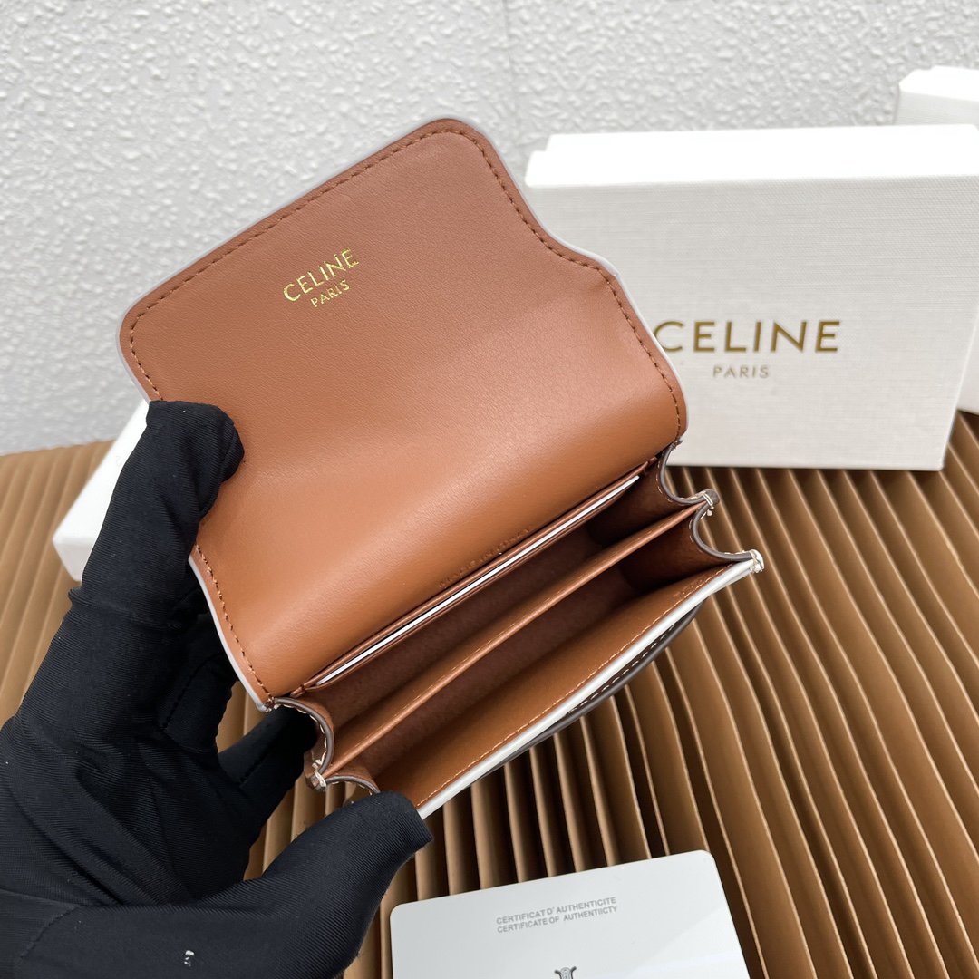 Celine Logo Print Sheepskin Card Holder - Image 5