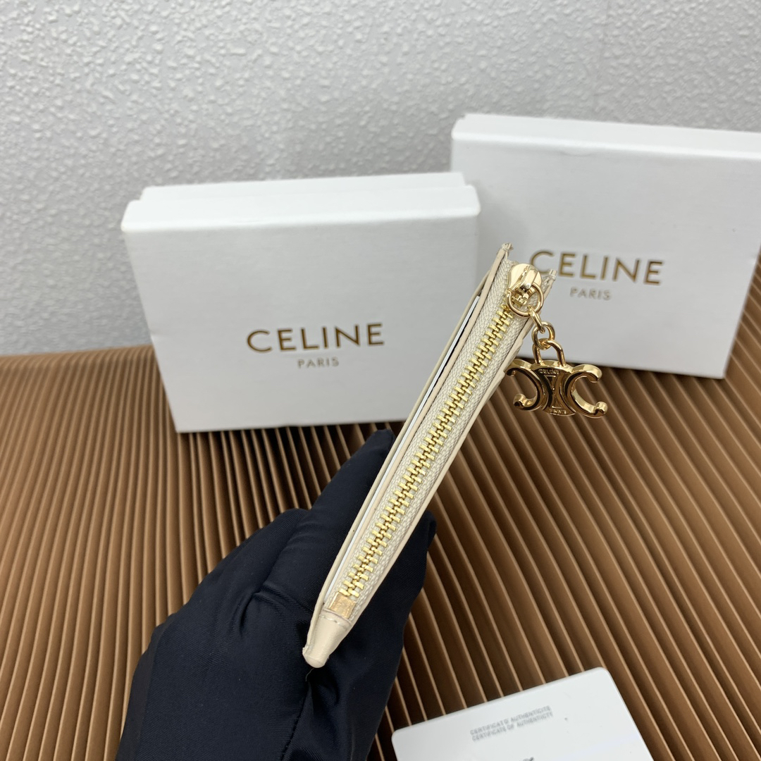 Triomphe Leather Zip Card Holder - Image 5