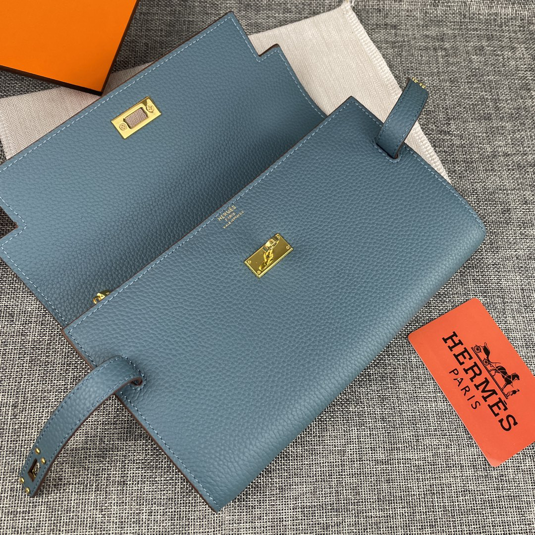 Hermes Kelly Leather Clutch Bag - Image 5