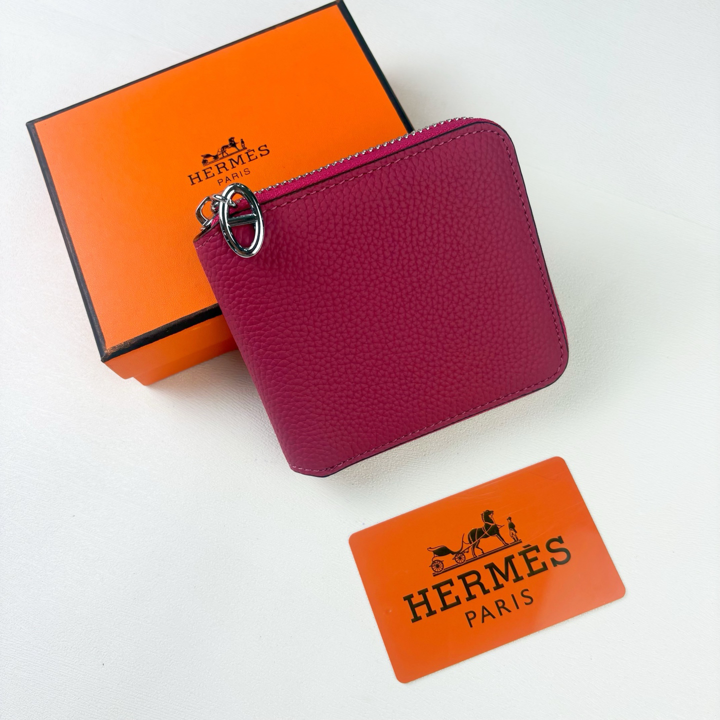 Hermes Silk'in Zip Wallet in Barenia and Togo Leather - Image 5