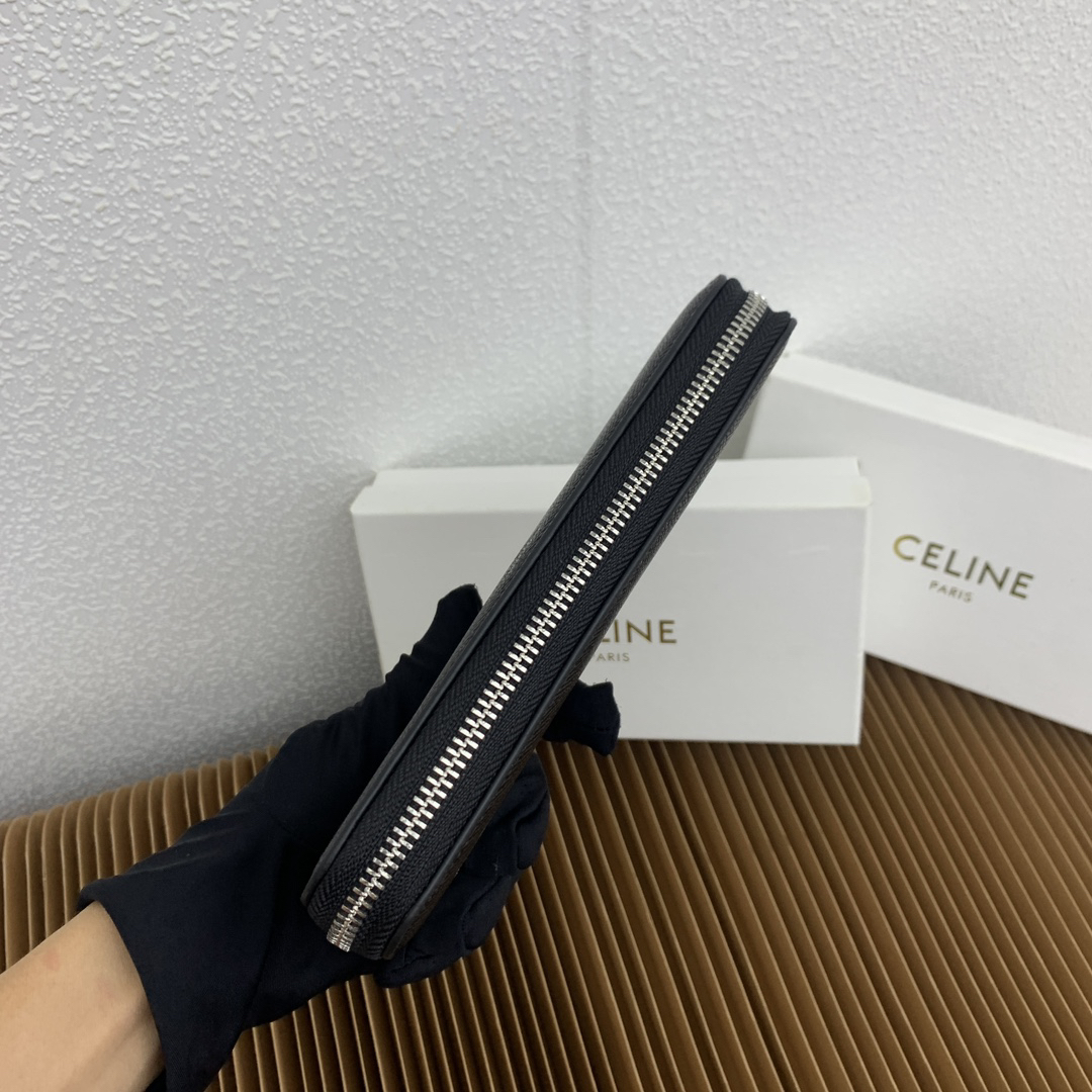 Celine Black Calfskin Large Zip Wallet - Image 5