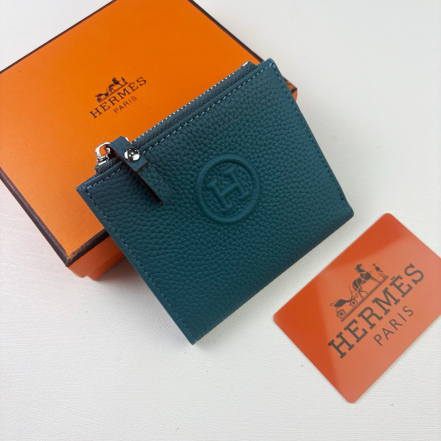 Hermes Silk'in Togo Leather Women's Compact Wallet - Image 5