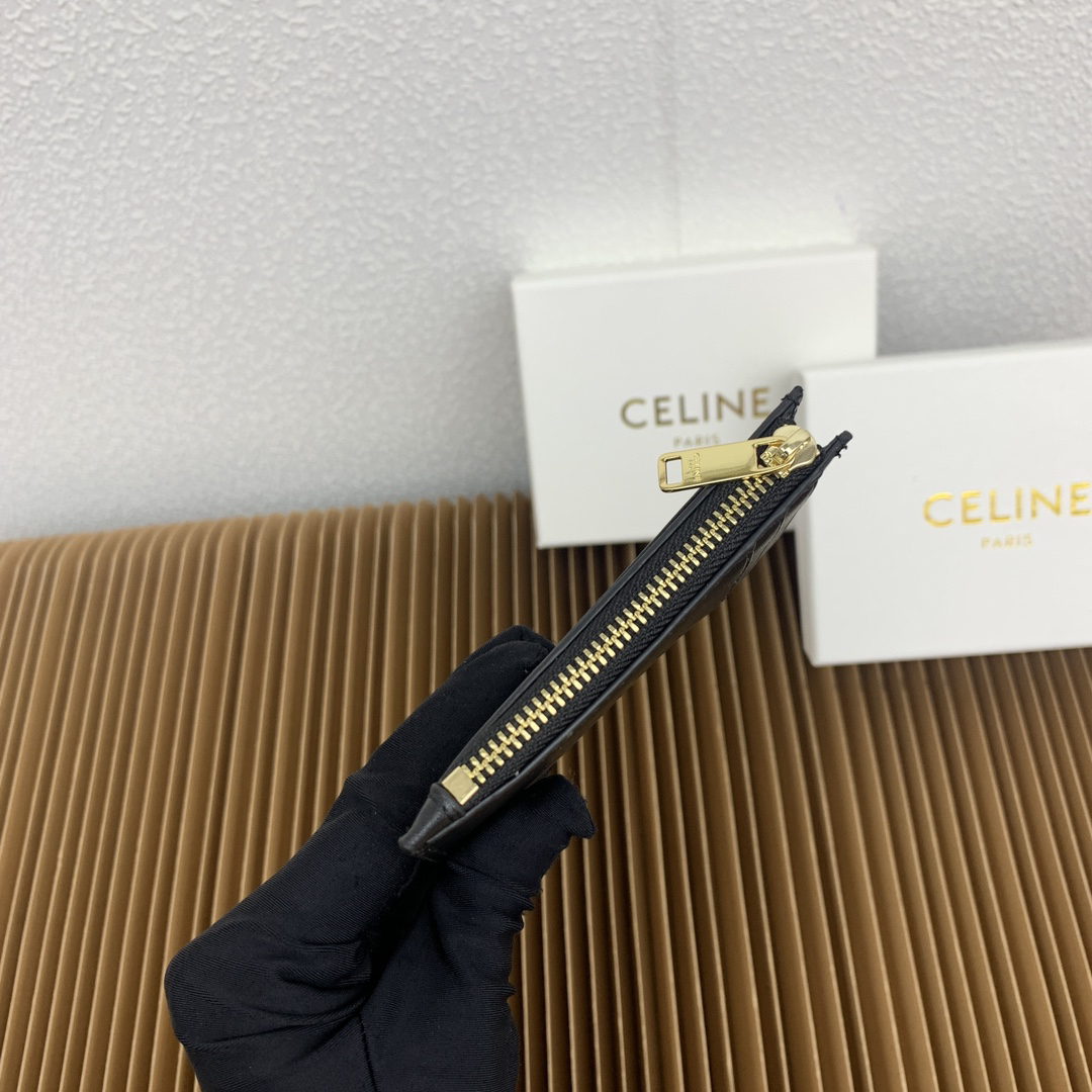 Celine Triomphe Leather Zip Card Holder - Image 5
