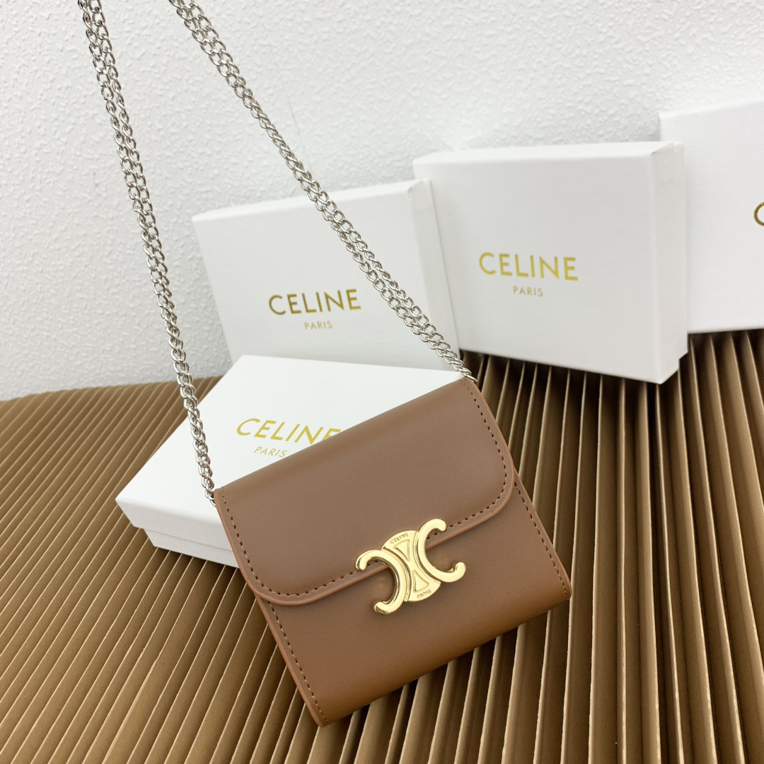 CELINE Small Shiny Lambskin Flap Wallet - Image 5