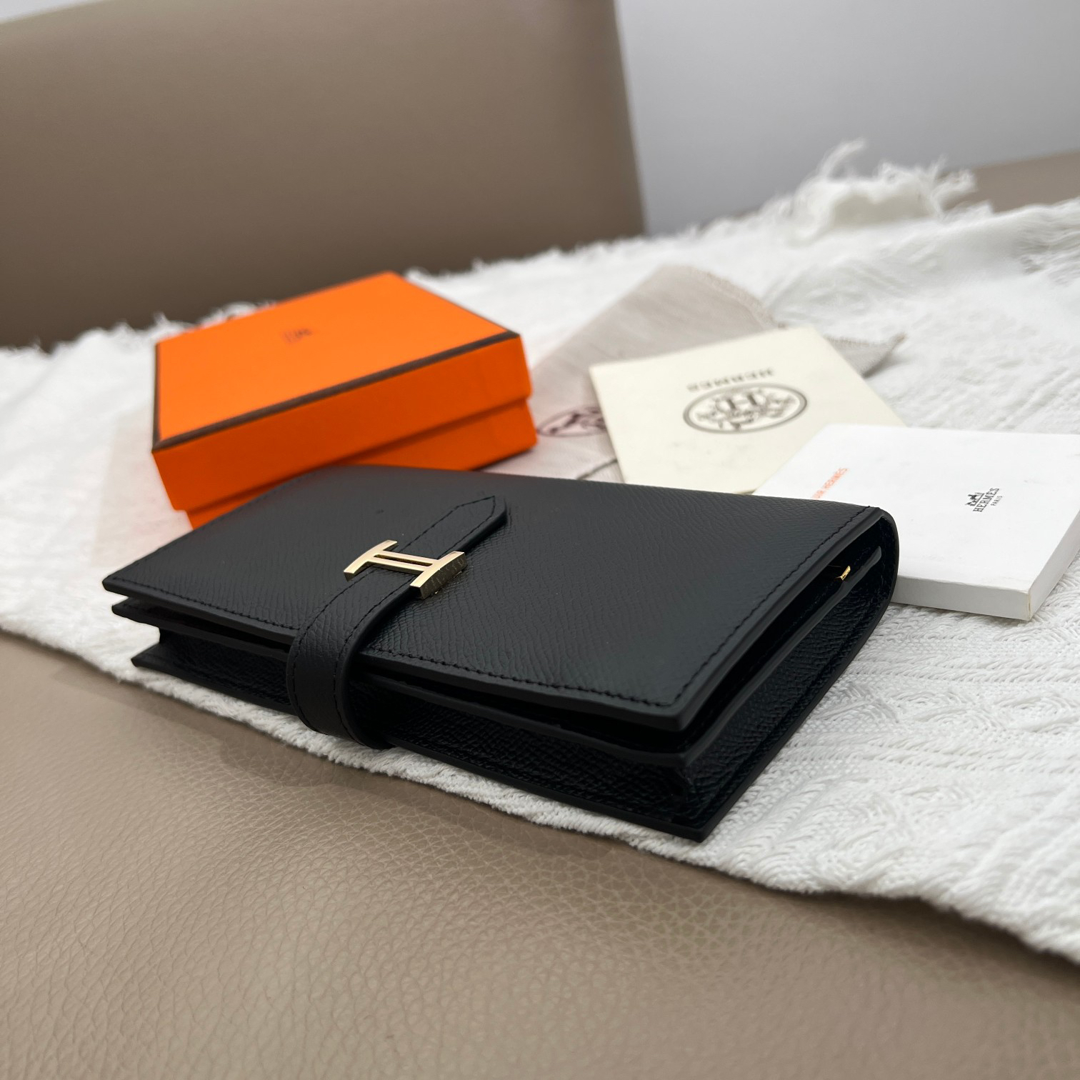 Hermes Leather Vertical Zip Wallet - Image 5
