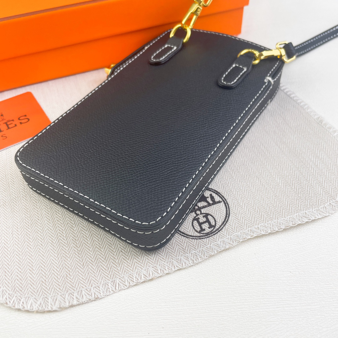 Hermes Hac a Box Tadelakt Calfskin Phone Case with Shoulder Strap - Image 5