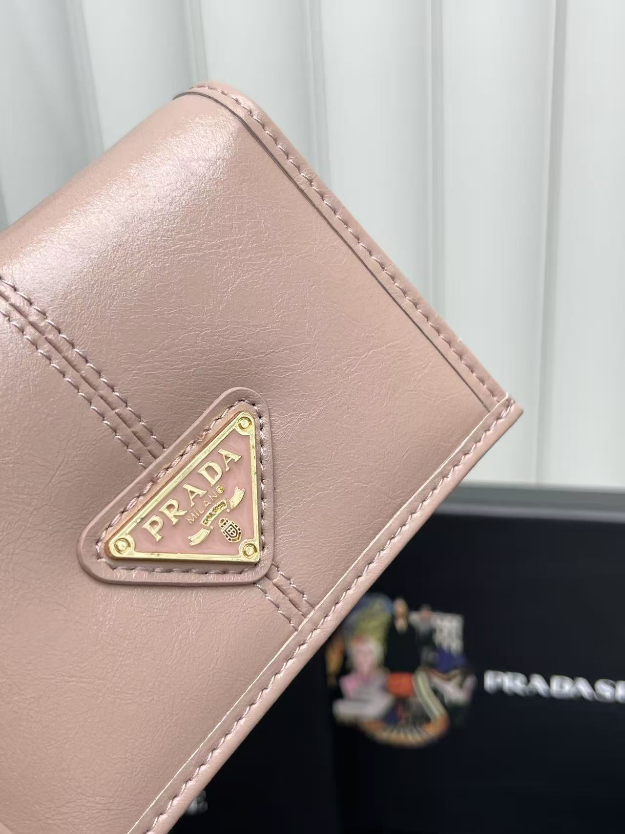 Prada Leather Wallet with Metal Triangular Logo - Image 5
