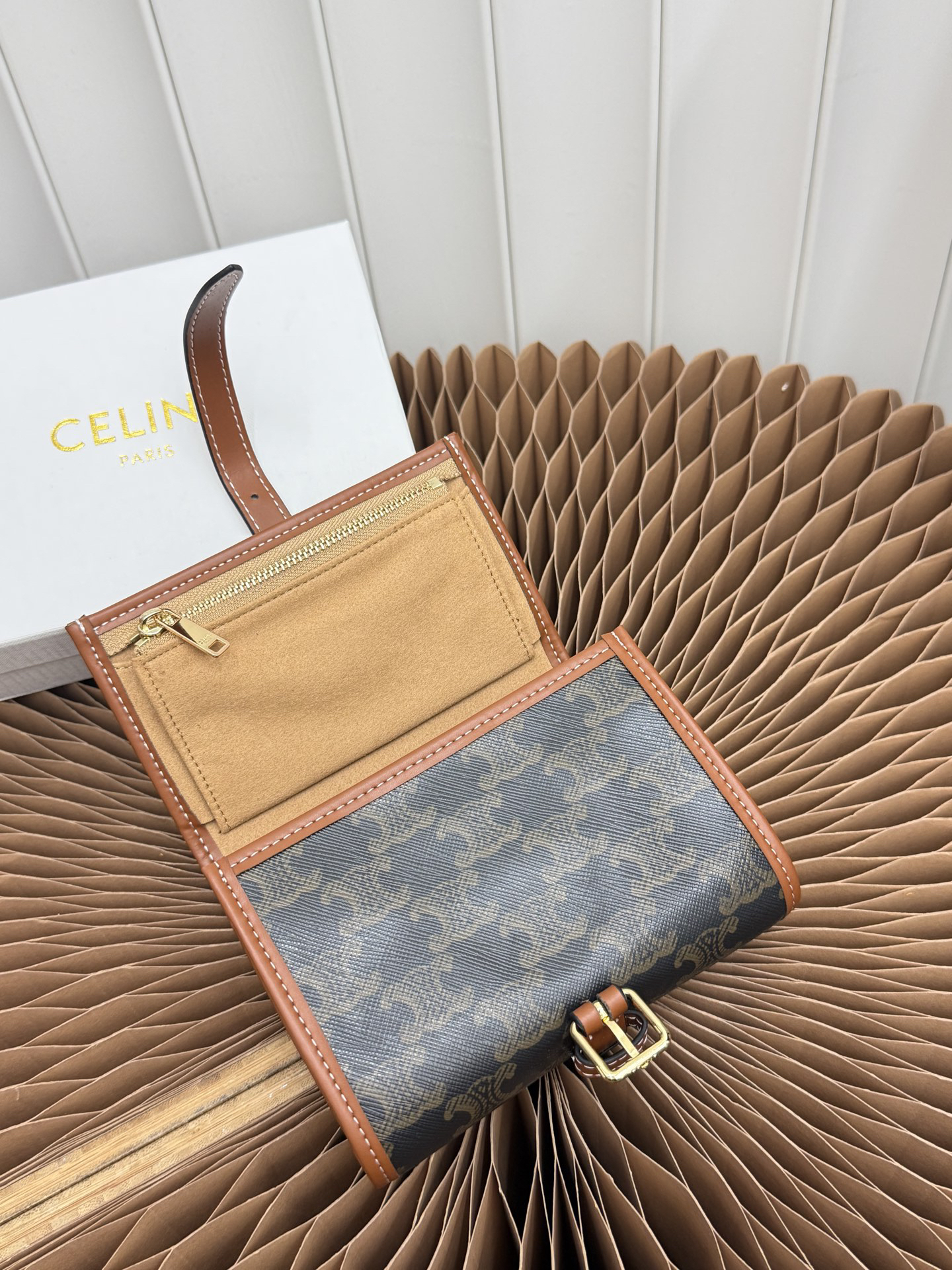 CELINE Textile and Cow Leather Jewelry Pouch - Image 5