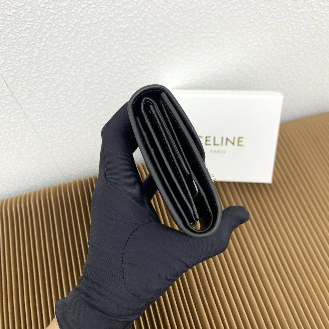 CELINE Small Triomphe Lambskin Flap Wallet - Image 5