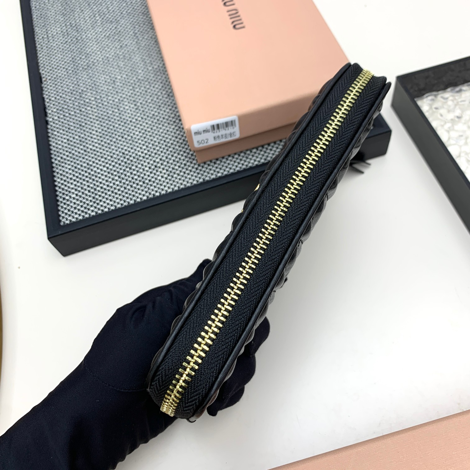 Miu Miu Sheep Leather Zip Wallet - Image 5