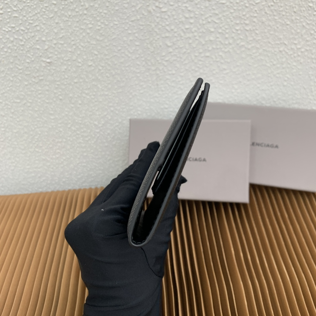 Balenciaga Black Soft Textured Calfskin Passport Holder - Image 5