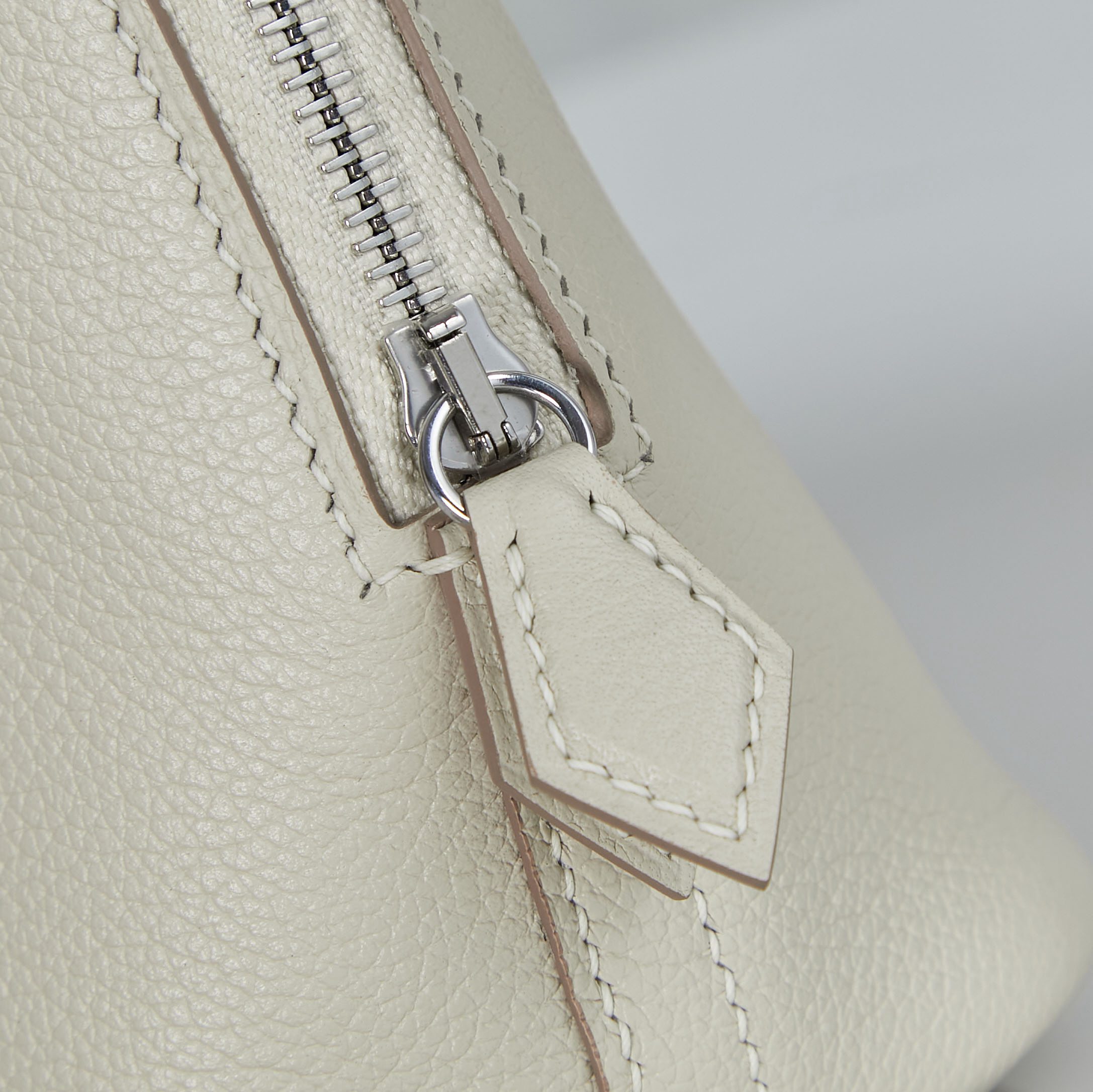 Hermès Bolide 19 cm Evercolor Leather Bowling Bag – Milkshake White, Silver Hardware - Image 5