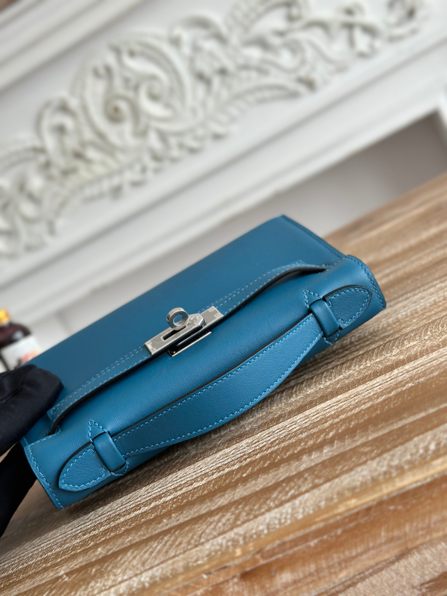 Kelly Mini Pouchette Handbag in Agate Blue - Image 5
