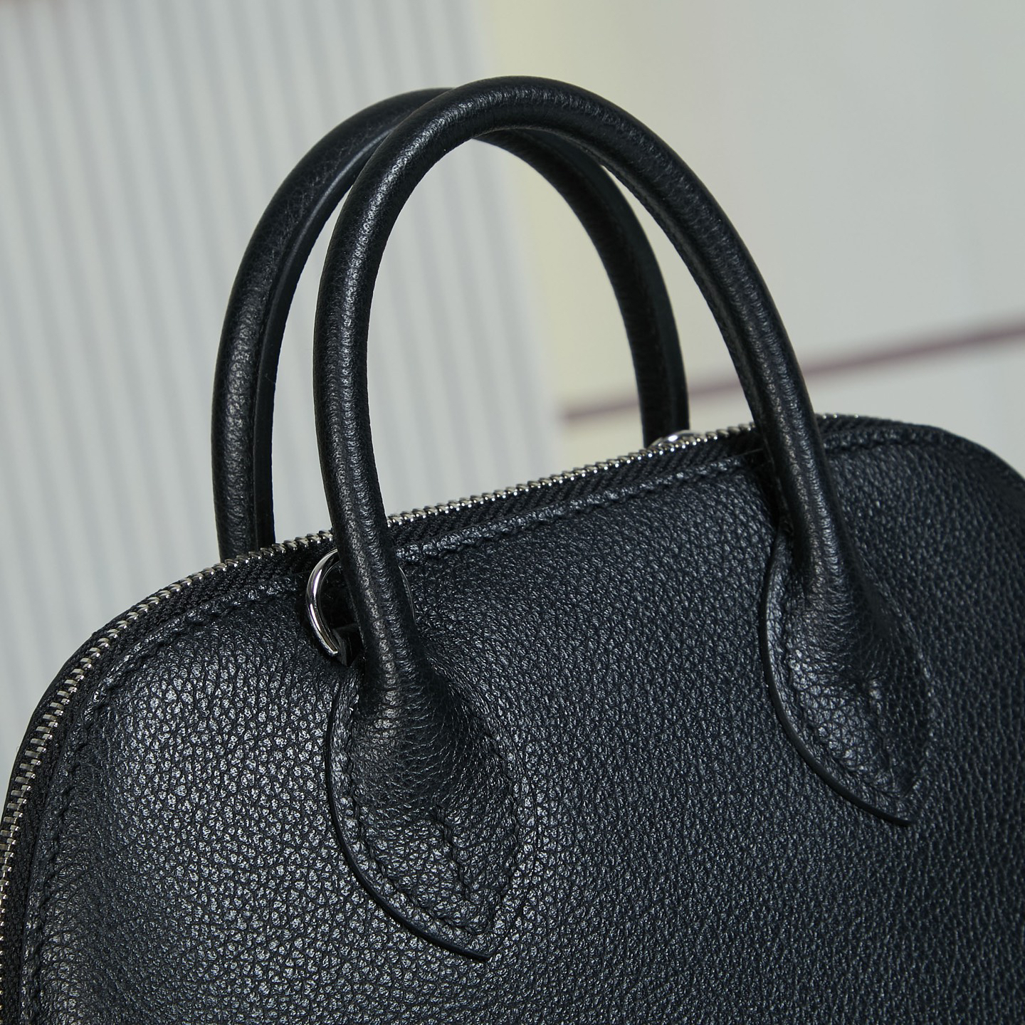 Hermes Bolide 19 cm Evercolor Leather Bowling Bag - Black - Image 5