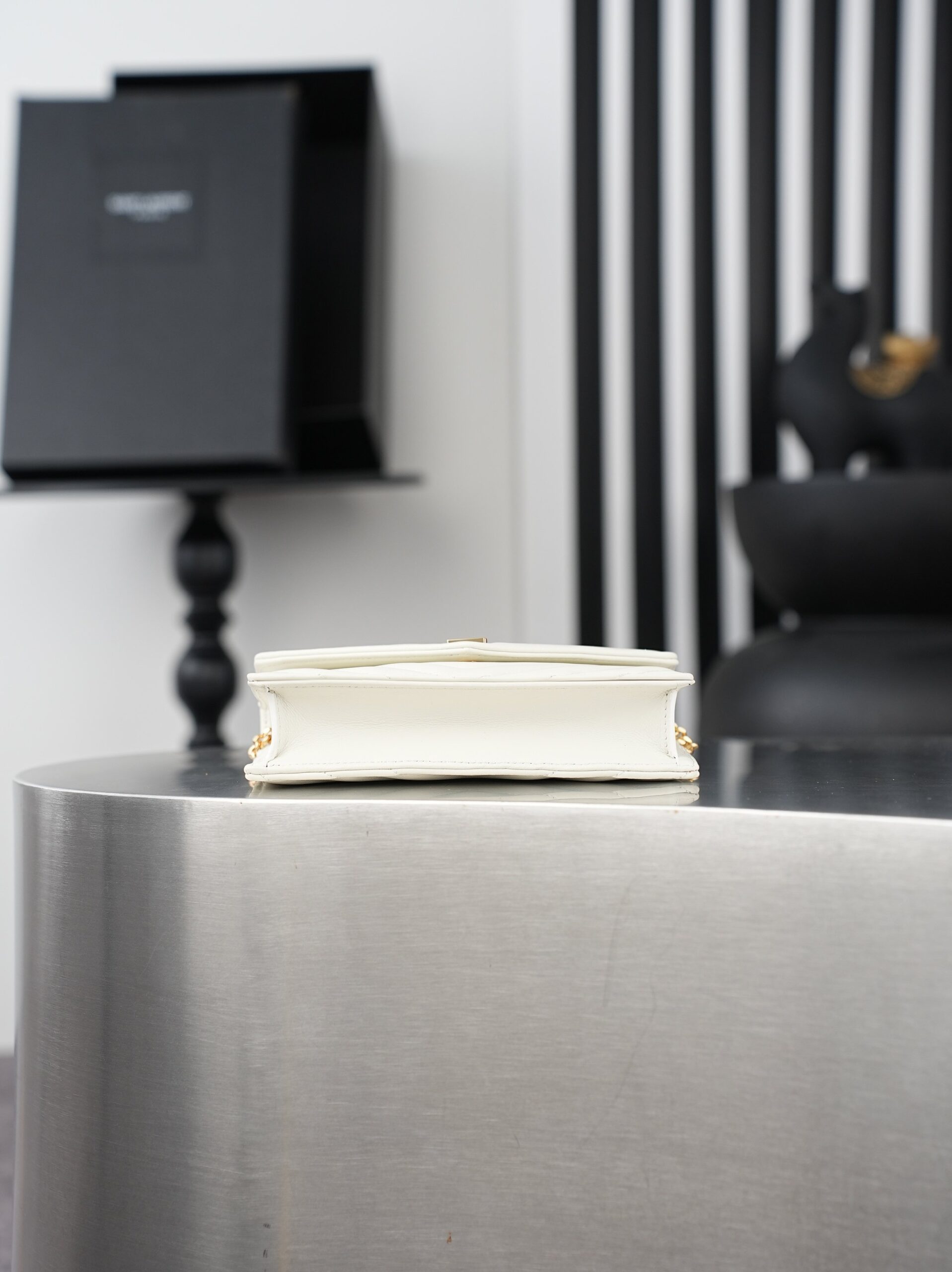 White Lambskin Small Envelope Clutch Bag - Image 6
