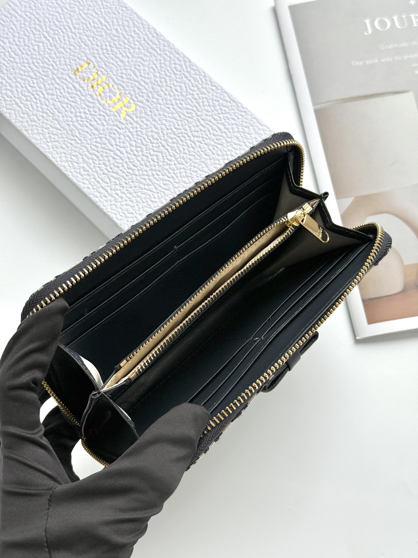 Dior Oblique Black Long Zip Wallet - Image 6