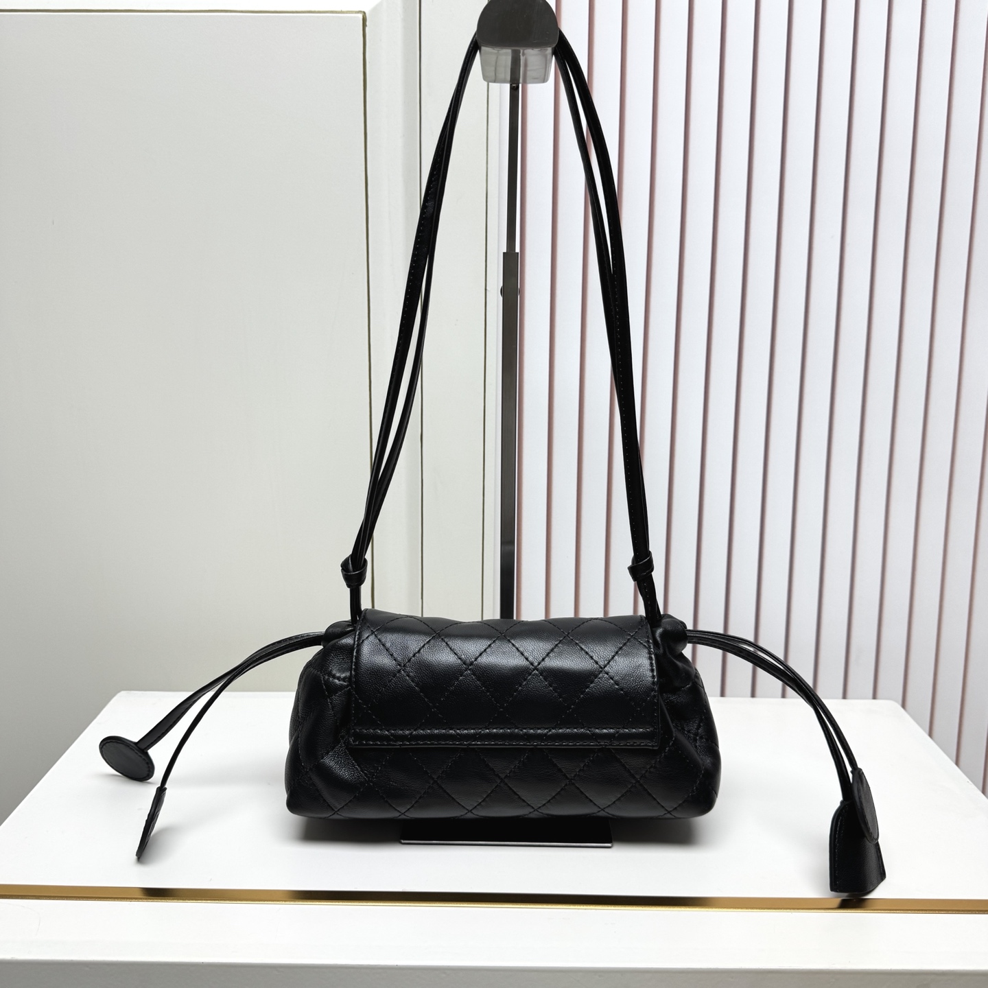 Chanel Classic Black Quilted Leather Drawstring Crossbody Bag - Image 6