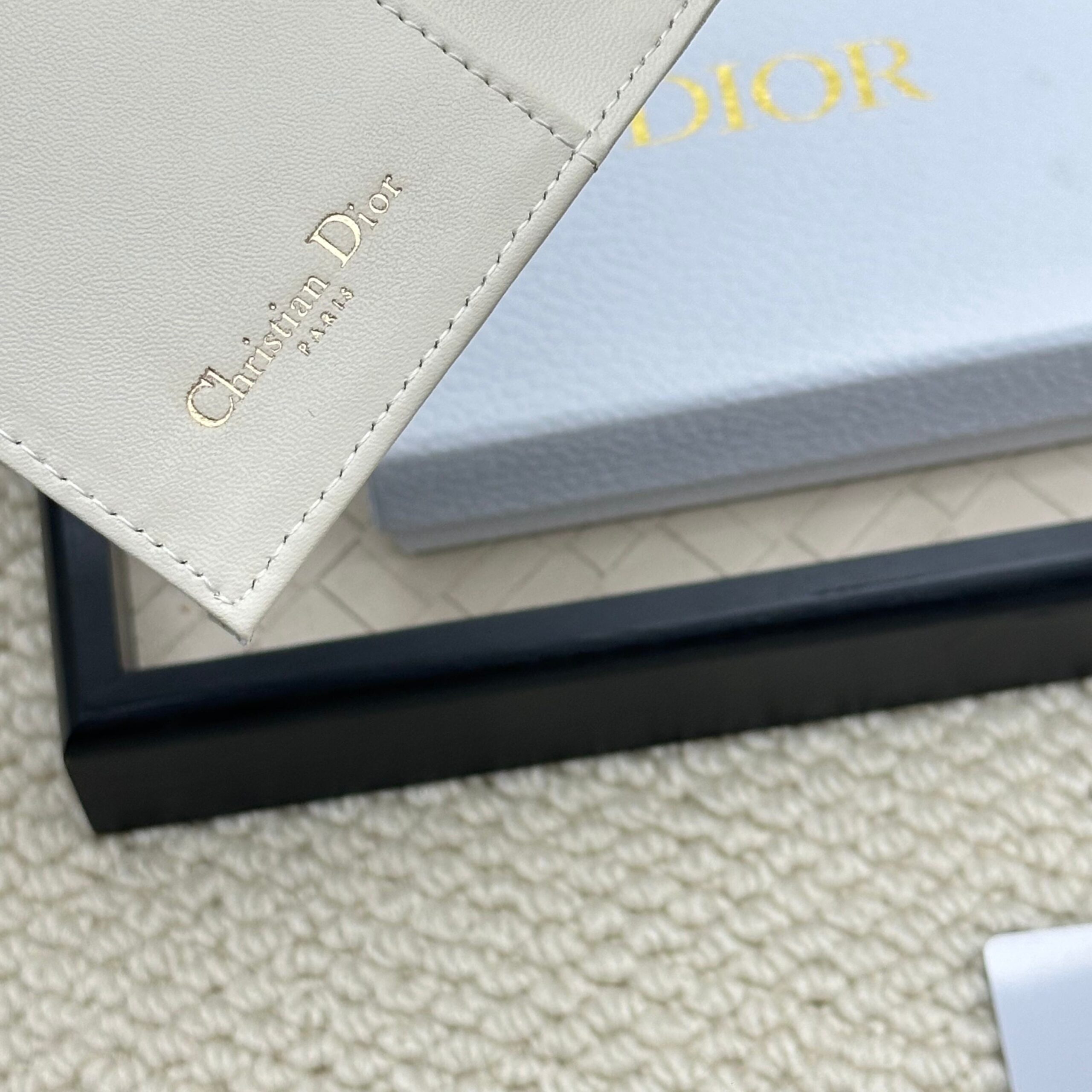 Dior Passport Holder in Beige and Black Oblique Canvas - Image 6