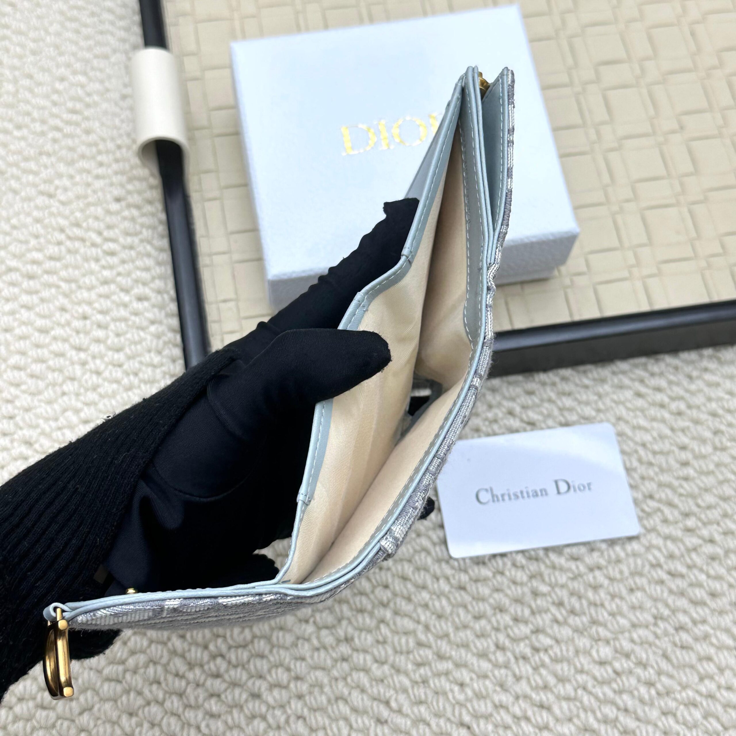 Dior Saddle Lotus Oblique Trifold Wallet - Image 6