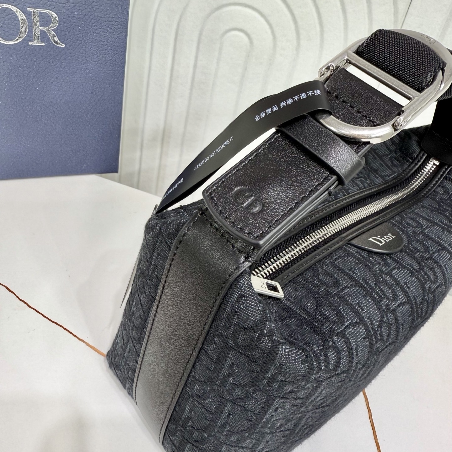 Dior Jett Handbag in Black Oblique Fabric - Image 6