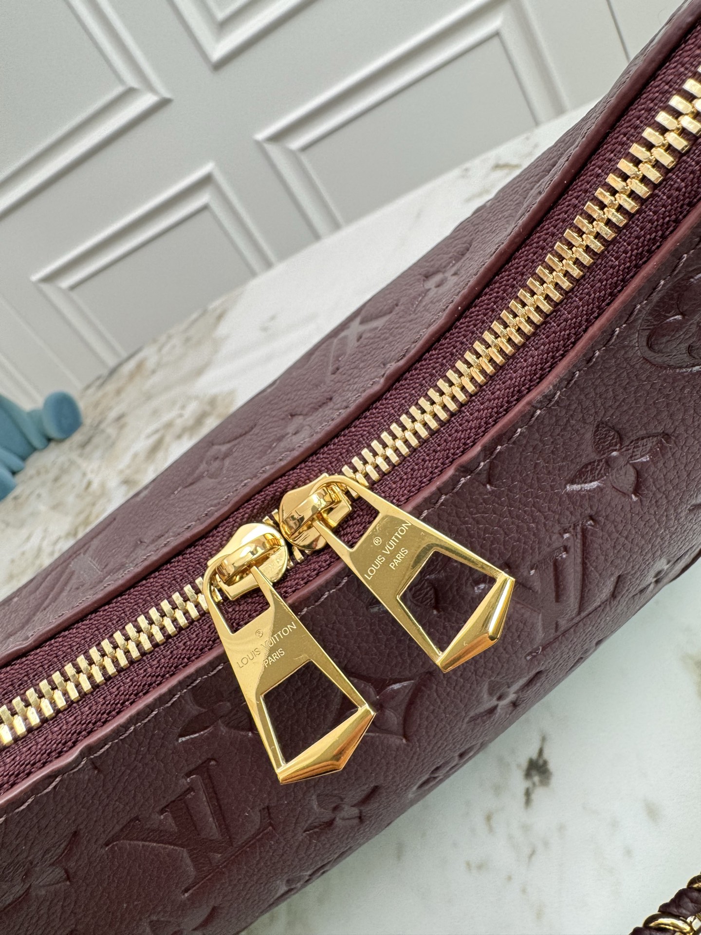Louis Vuitton Boulogne Bag in Burgundy Monogram Empreinte Leather - Image 6