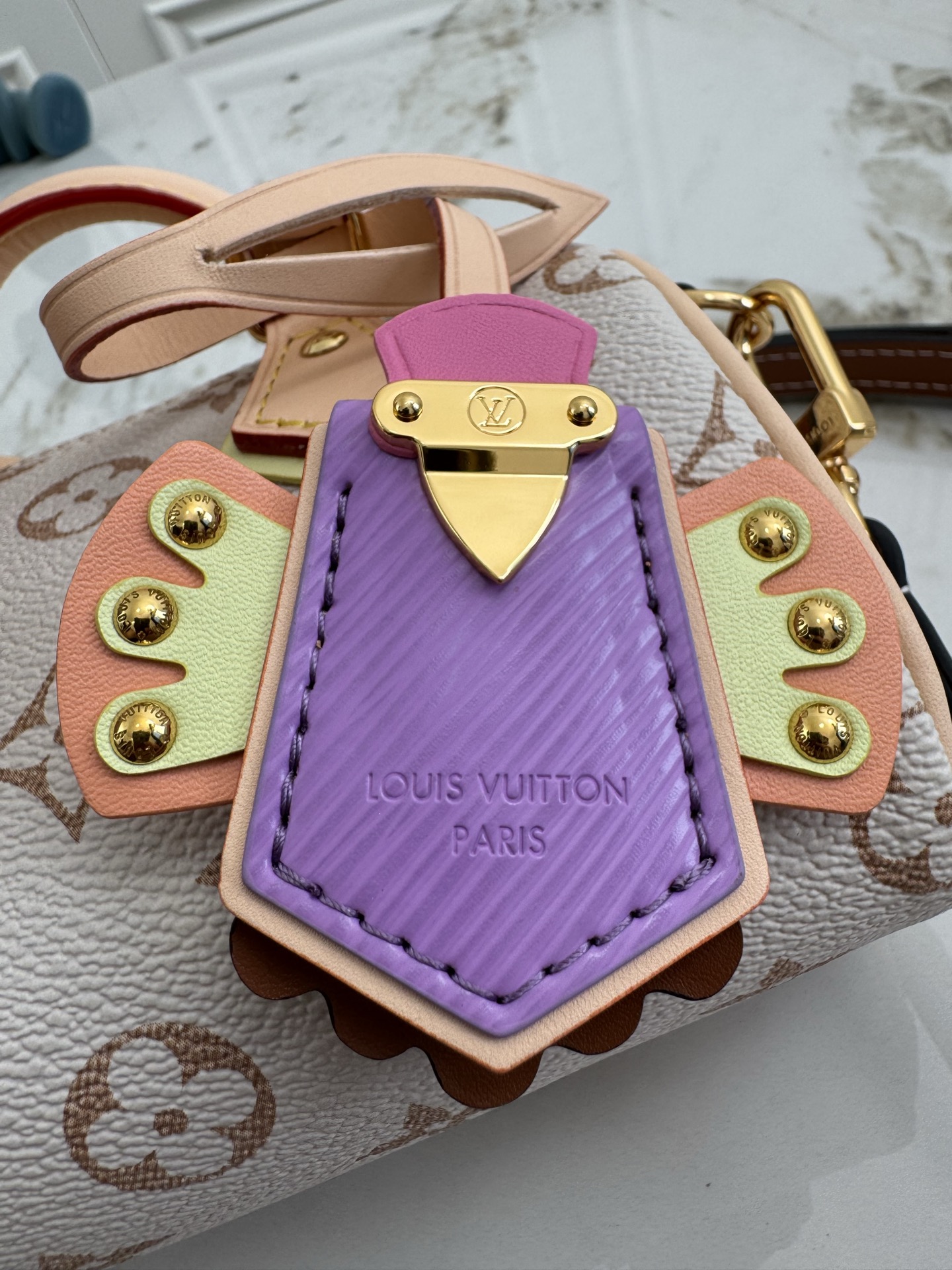 Louis Vuitton Nano Speedy Handbag in Crafty Monogram Dune Canvas - Image 6