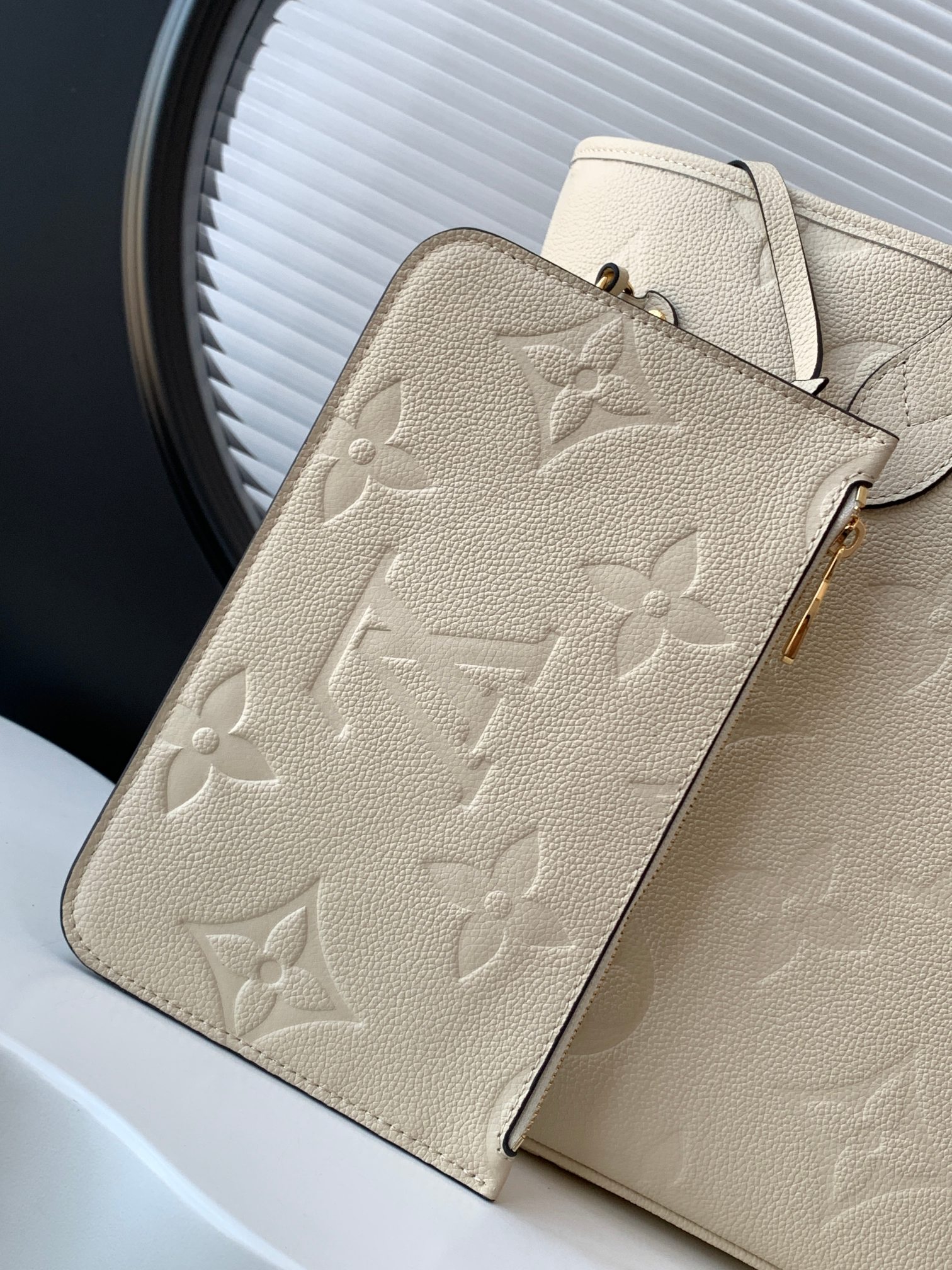 Neverfull Medium Embossed Leather Tote Bag - Image 6