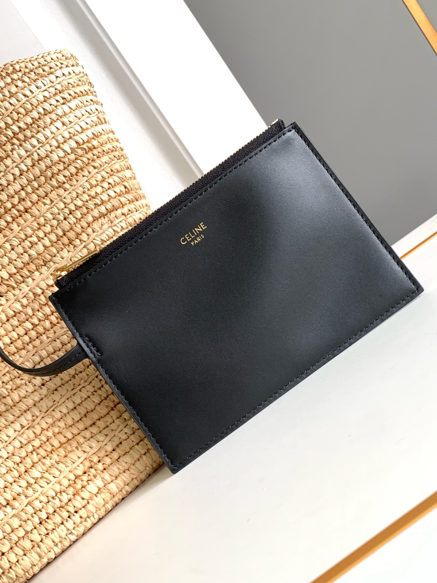 CELINE Teen Woven Basket Tote Bag in Black - Image 6