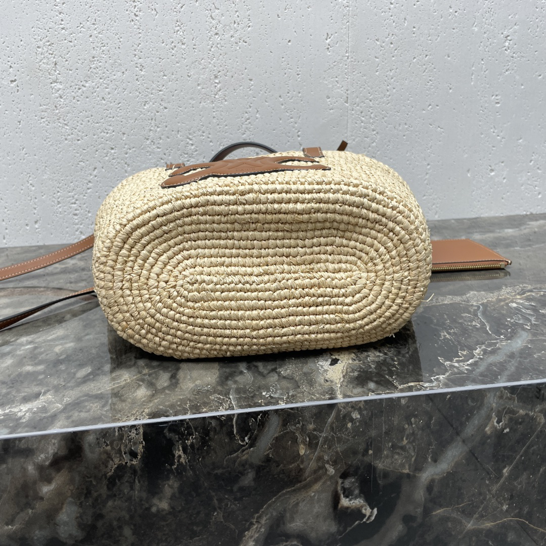 Celine Teen Woven Plant-Fiber and Calfskin Basket Handbag - Image 6