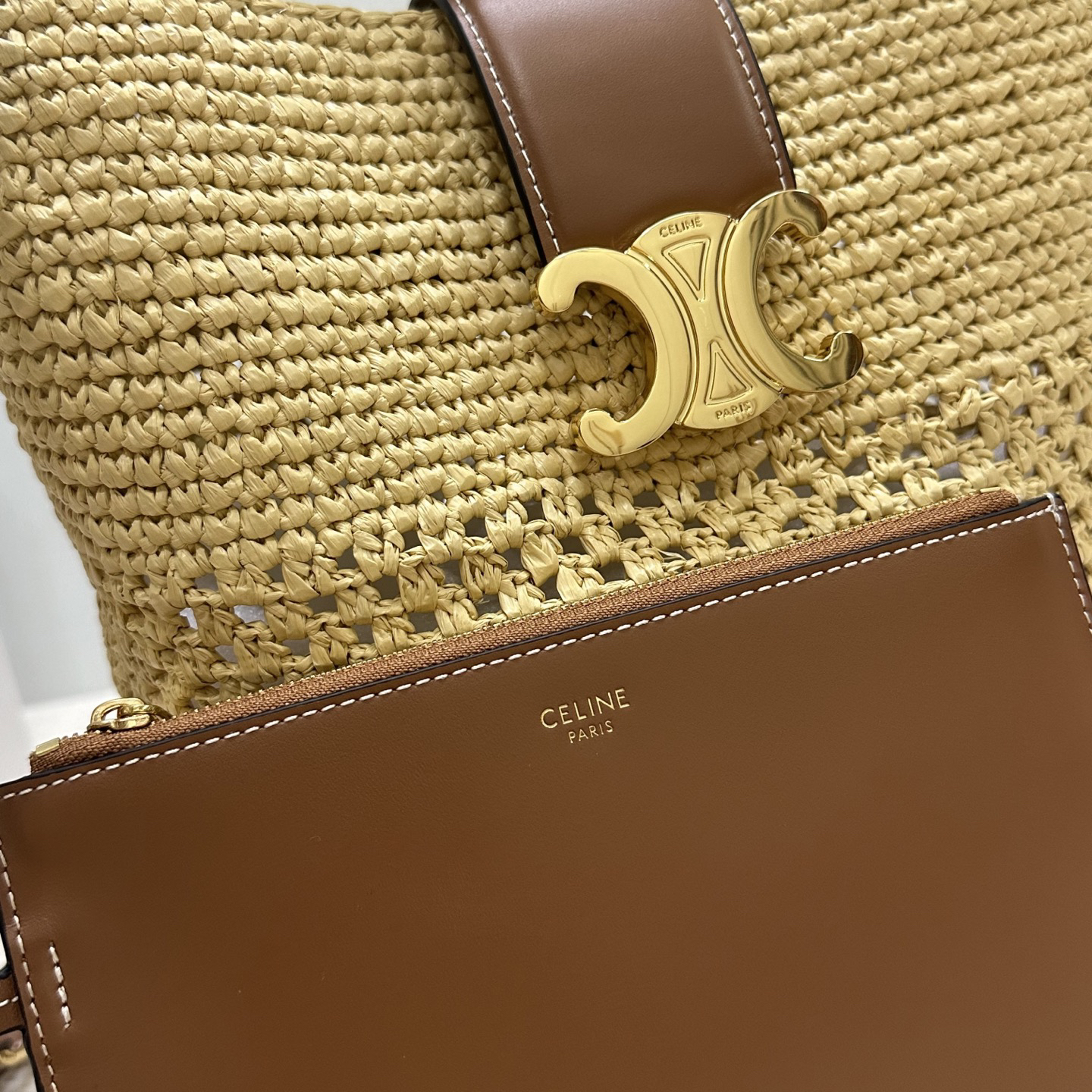 Celine Louise Large Raffia Woven Bucket Bag - Image 6