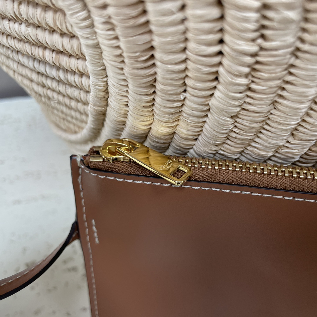 TRIOME Classic Medium Woven Tote Bag in Yellow Brown - Image 6