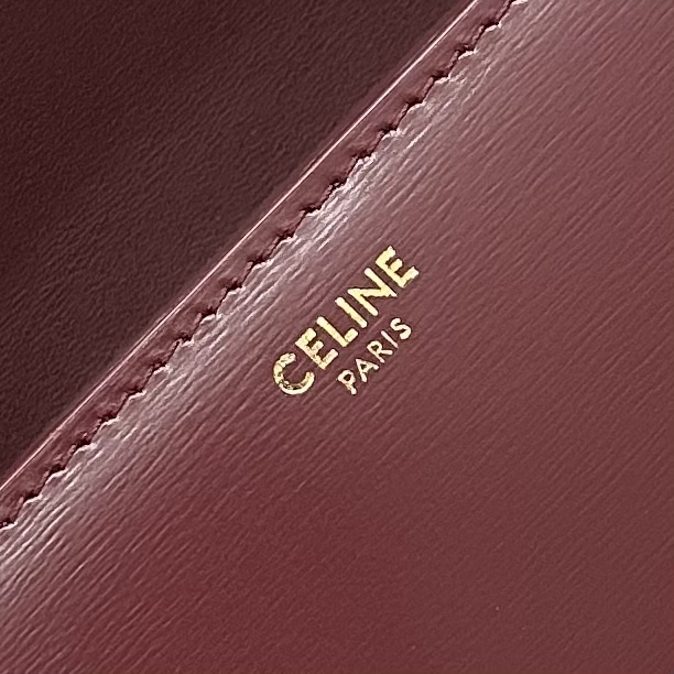 CELINE Teen Triomphe Shoulder Bag in Bordeaux with Gold-Finish Clasp - Image 6