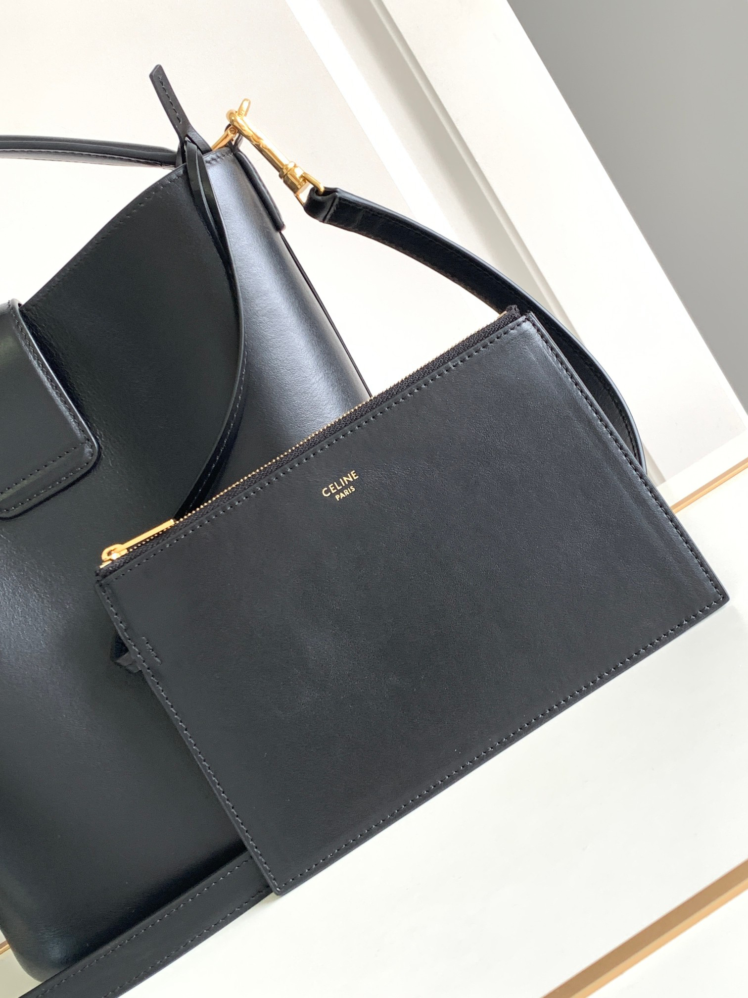 Celine Louise Medium Smooth Calfskin Bucket Bag - Image 6