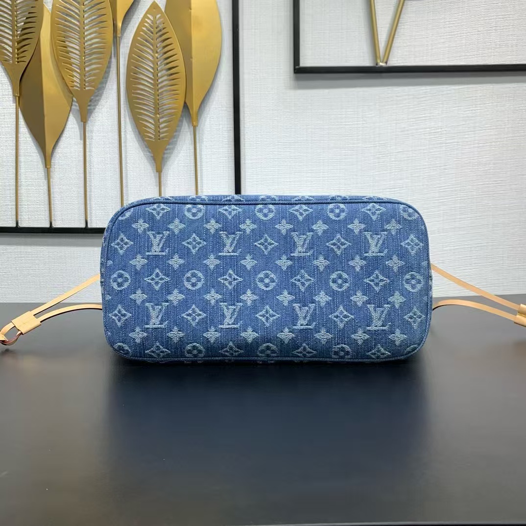 Louis Vuitton Neverfull MM Monogram Denim Tote Bag - Image 6