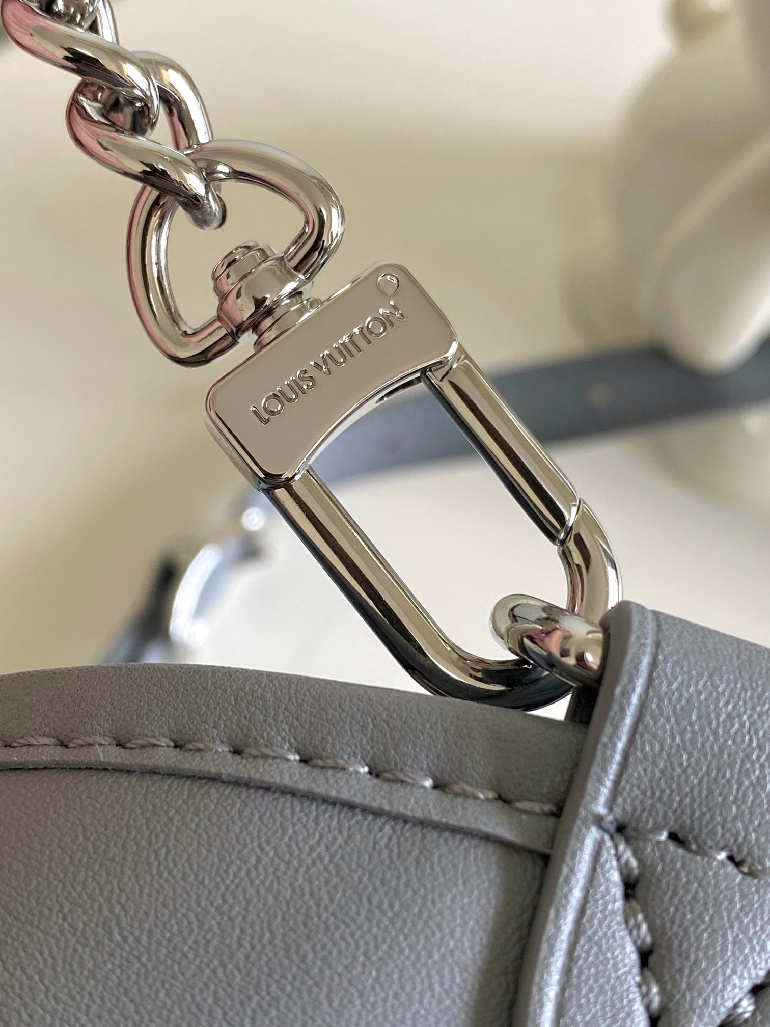 Louis Vuitton CarryAll Cargo Small Gray Lambskin Crossbody Bag - Image 6