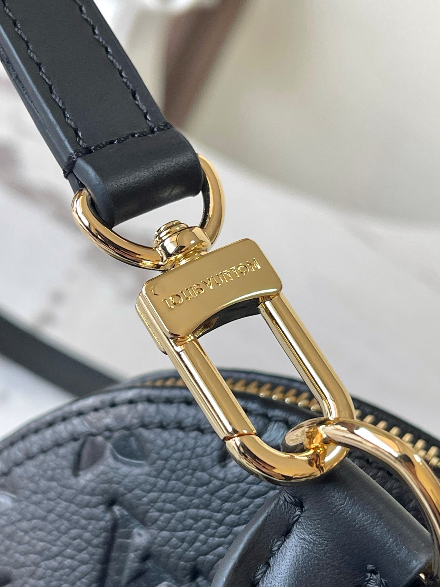 Alma BB Handbag in Black Embossed Leather - Image 6