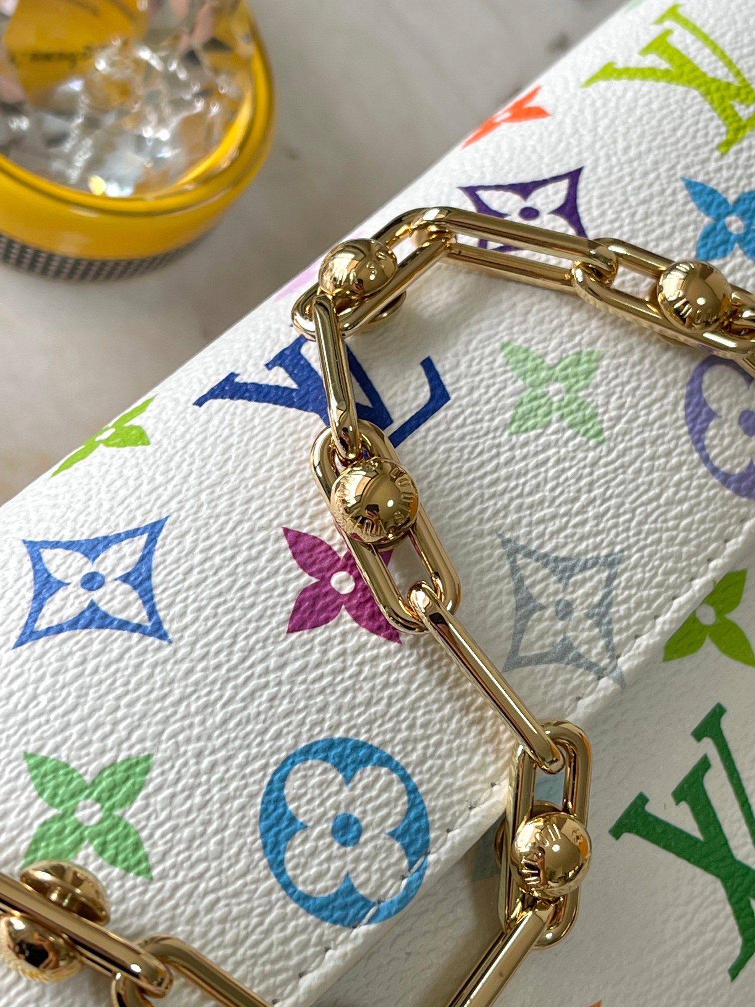 Louis Vuitton Wallet On Chain Ivy Crossbody Bag – White Multicolor Murakami Collaboration - Image 6
