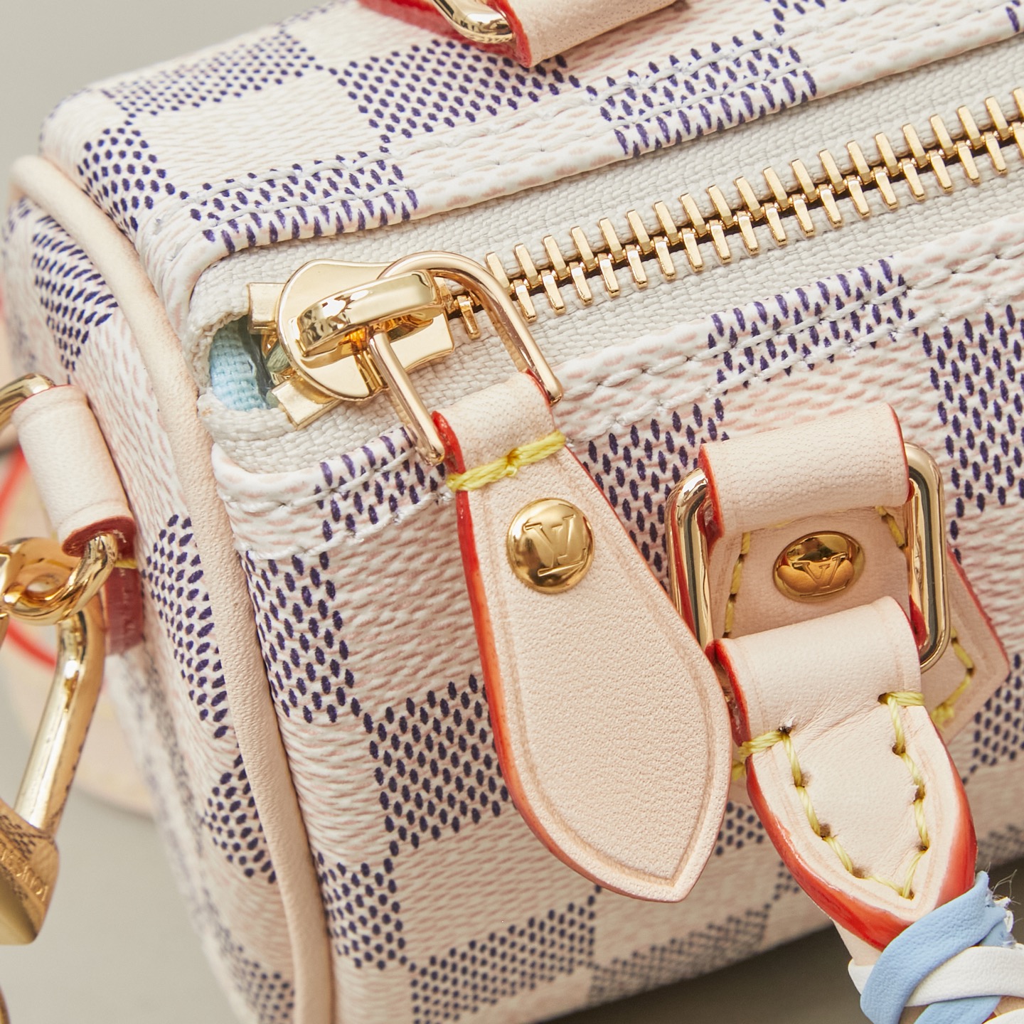 Louis Vuitton Nano Speedy Handbag N40918 in Damier Azur Canvas - Image 6