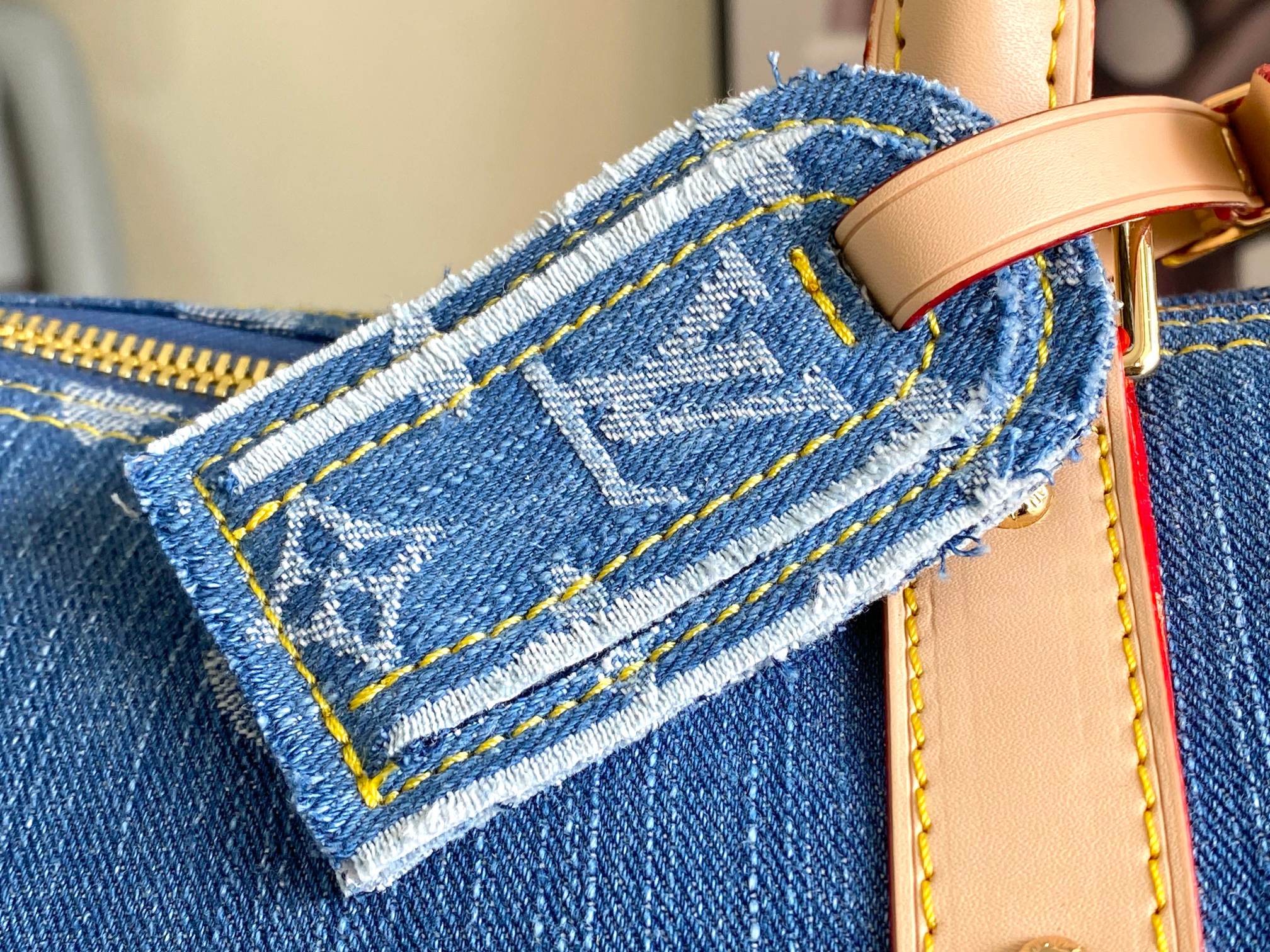 Louis Vuitton Keepall 50 Travel Bag in Denim Monogram Canvas - Image 6