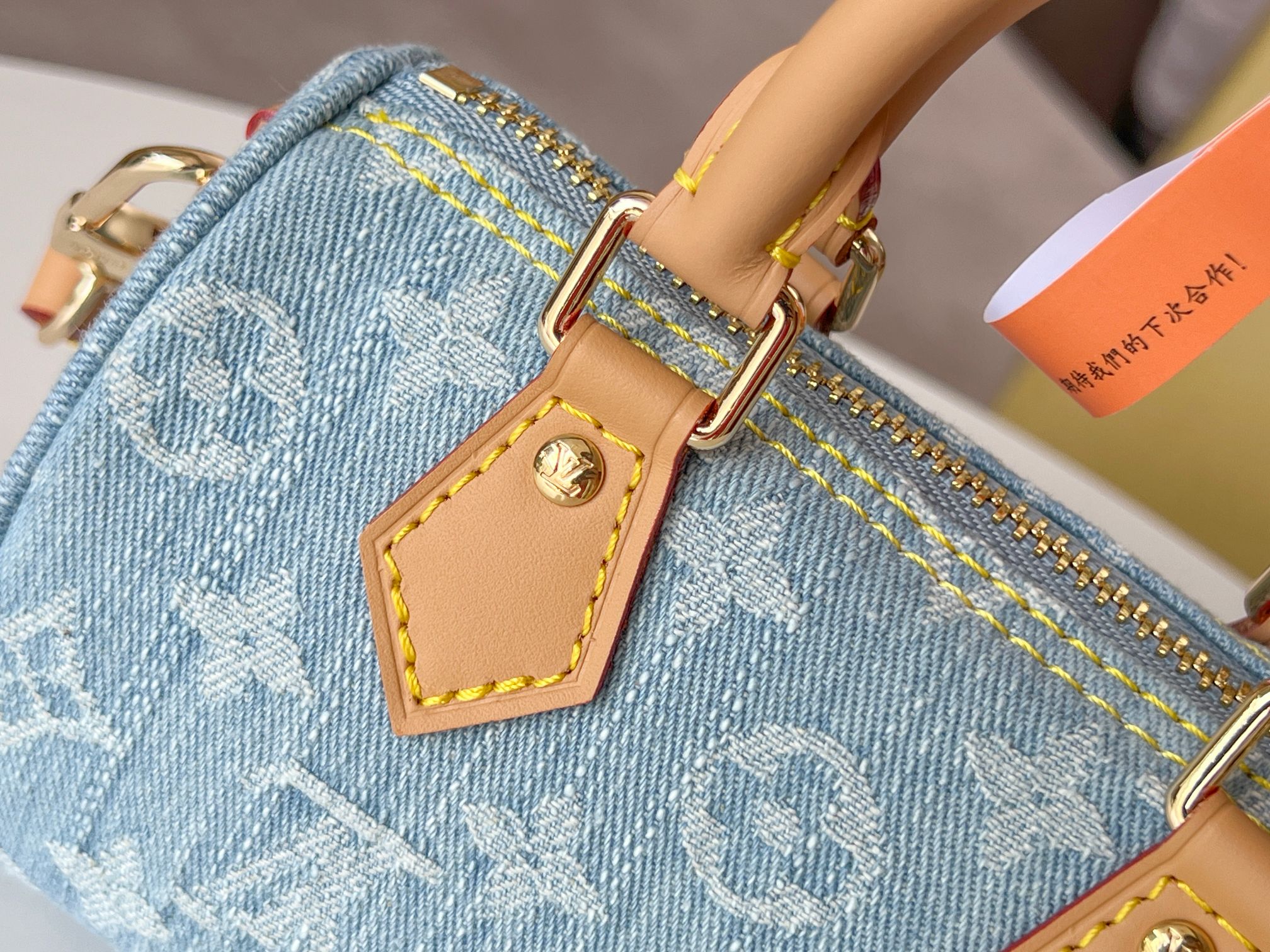 Nano Speedy Handbag in Light Blue Denim - Image 6